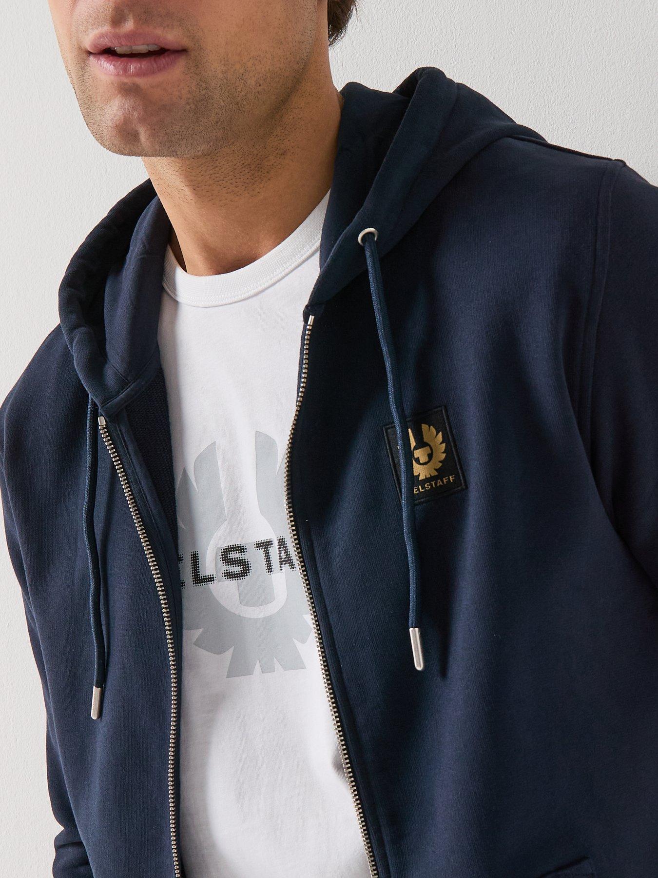 Image 6 of 6 of Belstaff Left Chest Patch Full Zip Hoodie - Navy