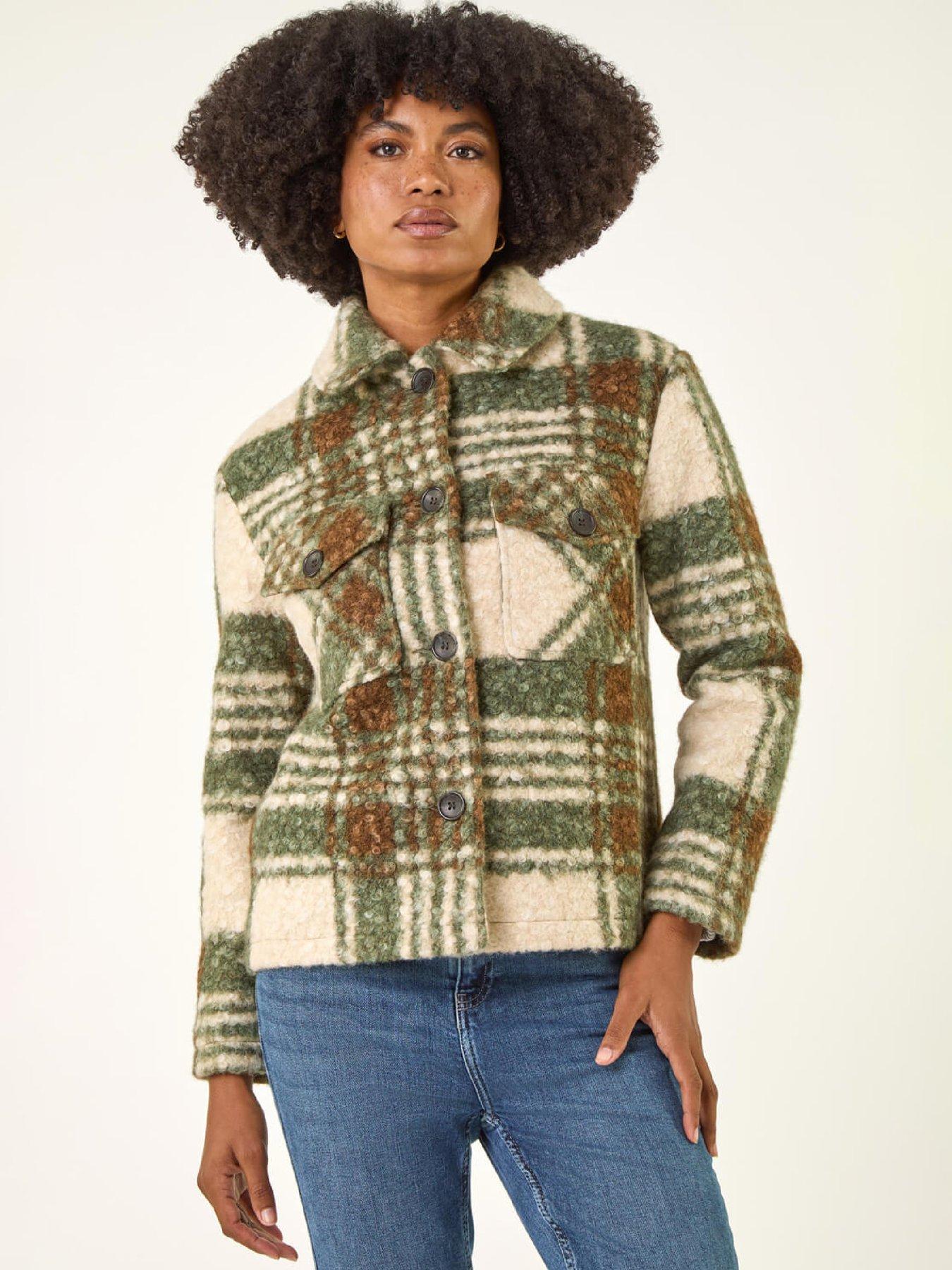 roman-check-print-button-borg-jacket-greenfront