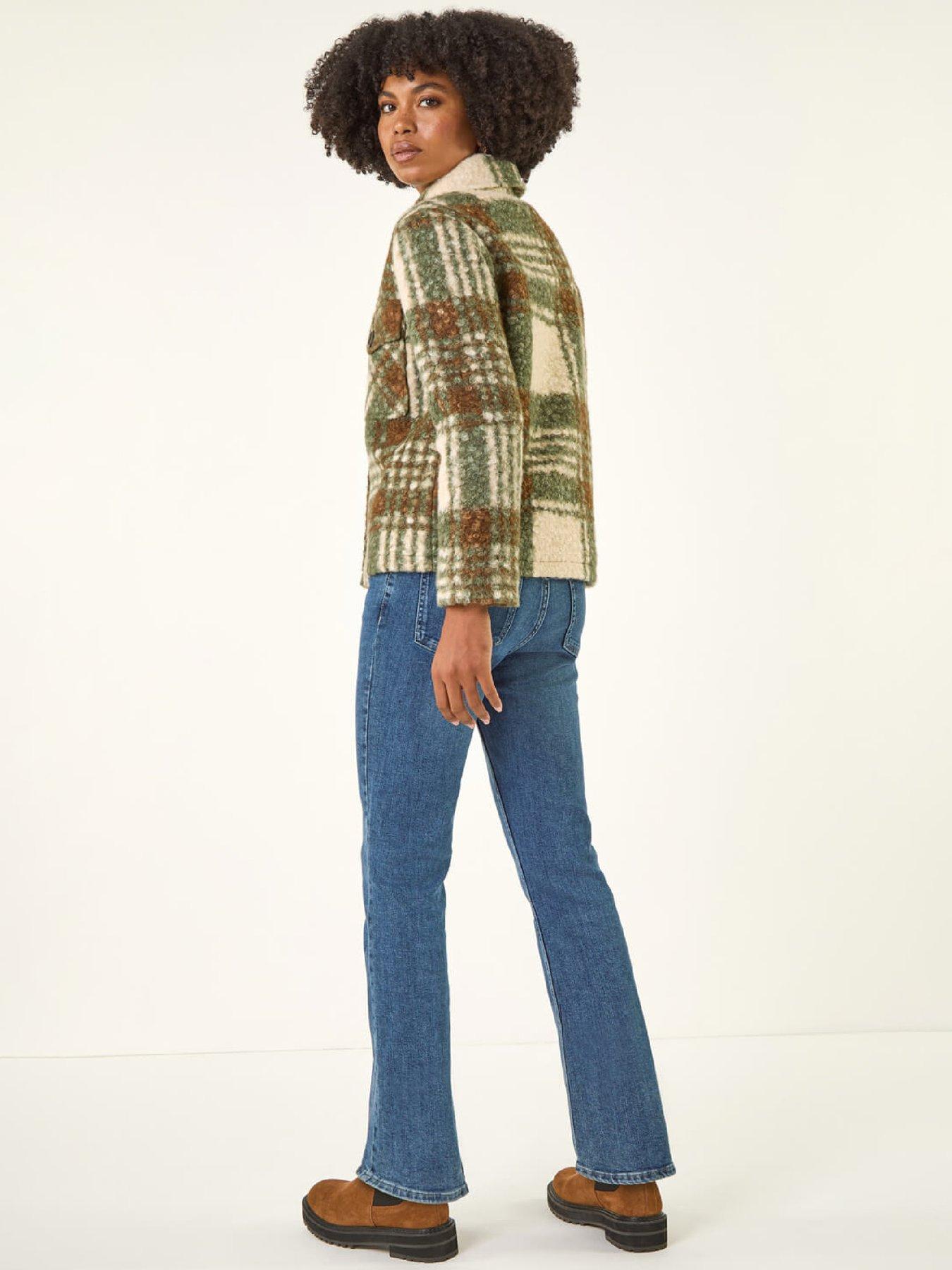 roman-check-print-button-borg-jacket-greenstillFront