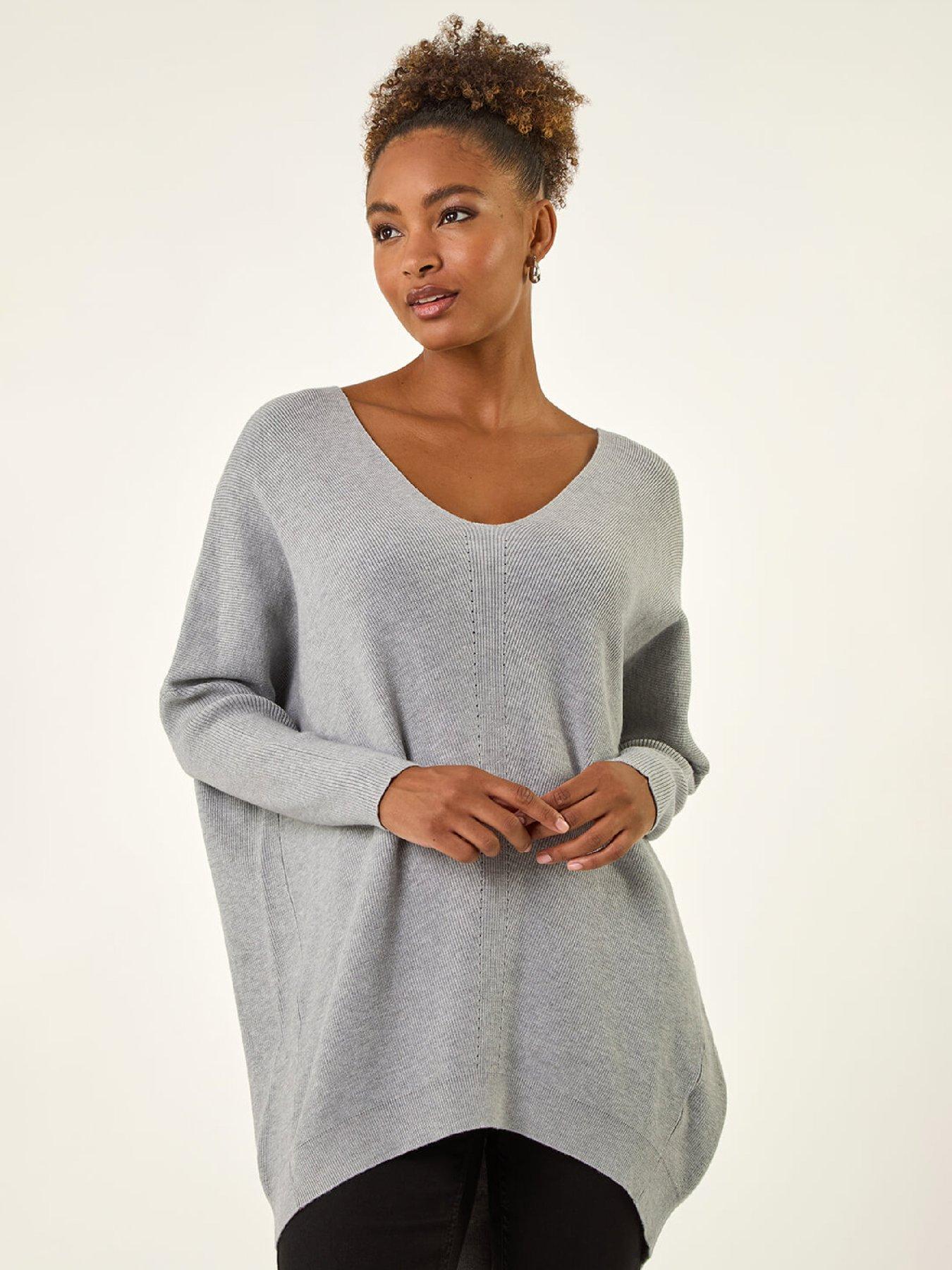 roman-animal-print-eyelet-back-knit-jumper-light-grey