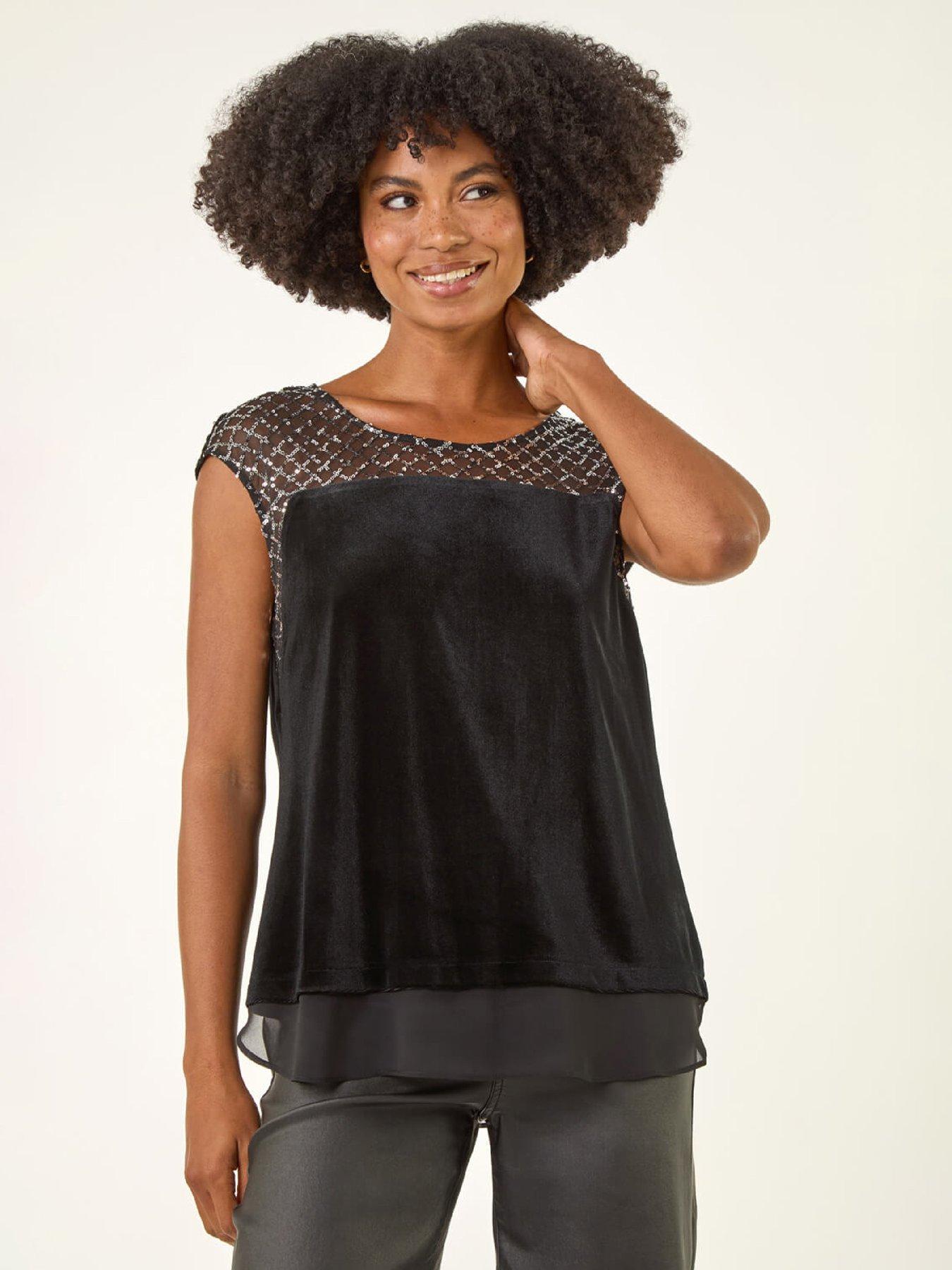 roman-velvet-sequin-mesh-top-black