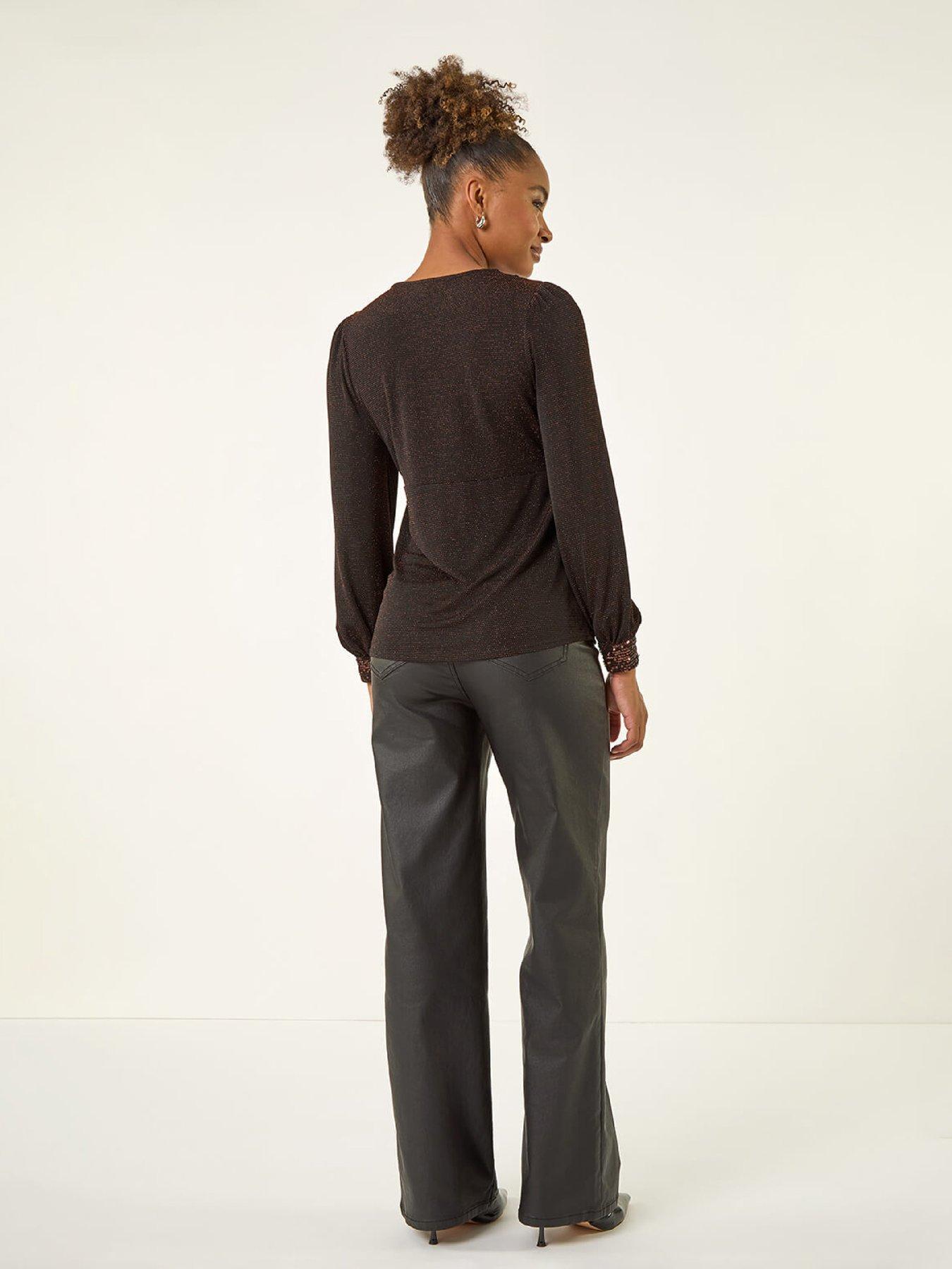 roman-brillo-sequin-v-neck-top-bronzestillFront