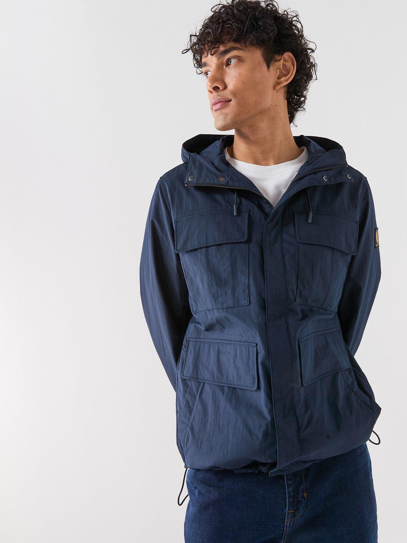 Image 1 of 5 of Belstaff Cargo 4 Pocket Hooded Cotton Jacket - Navy