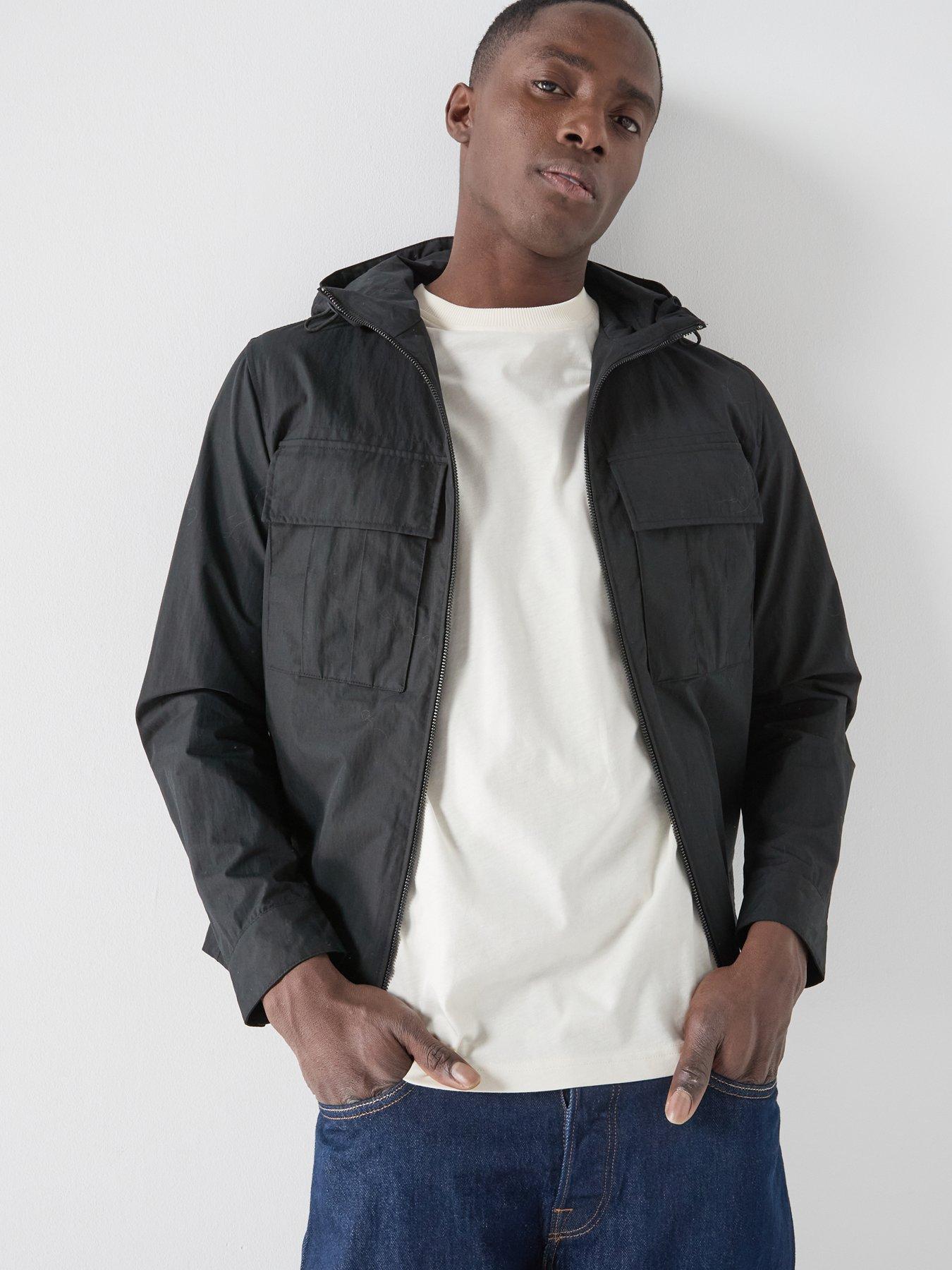 Image 1 of 4 of Belstaff Container Hooded Cotton Overshirt - Black