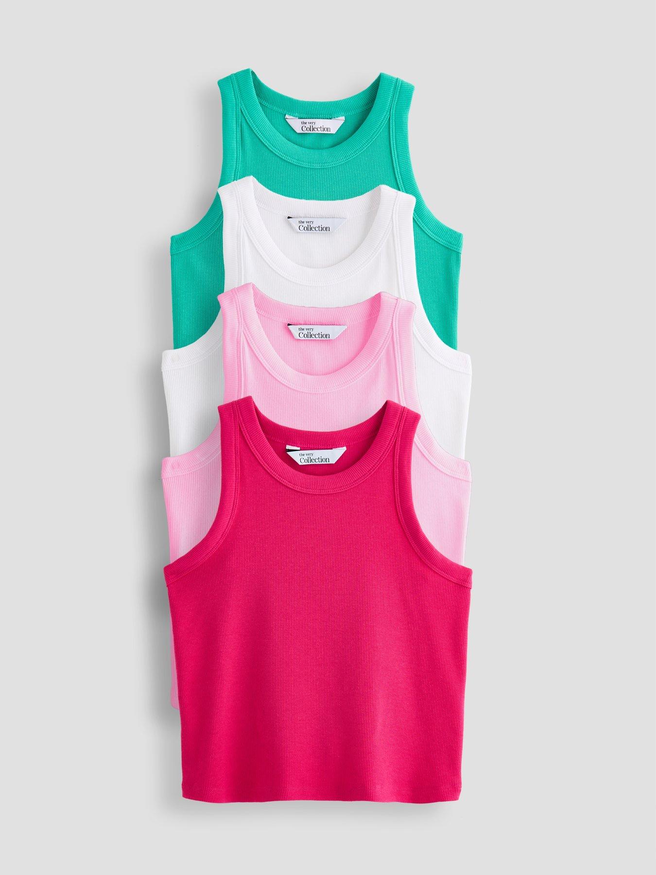 The Very Collection Girls 4 Pack Vests - Multi