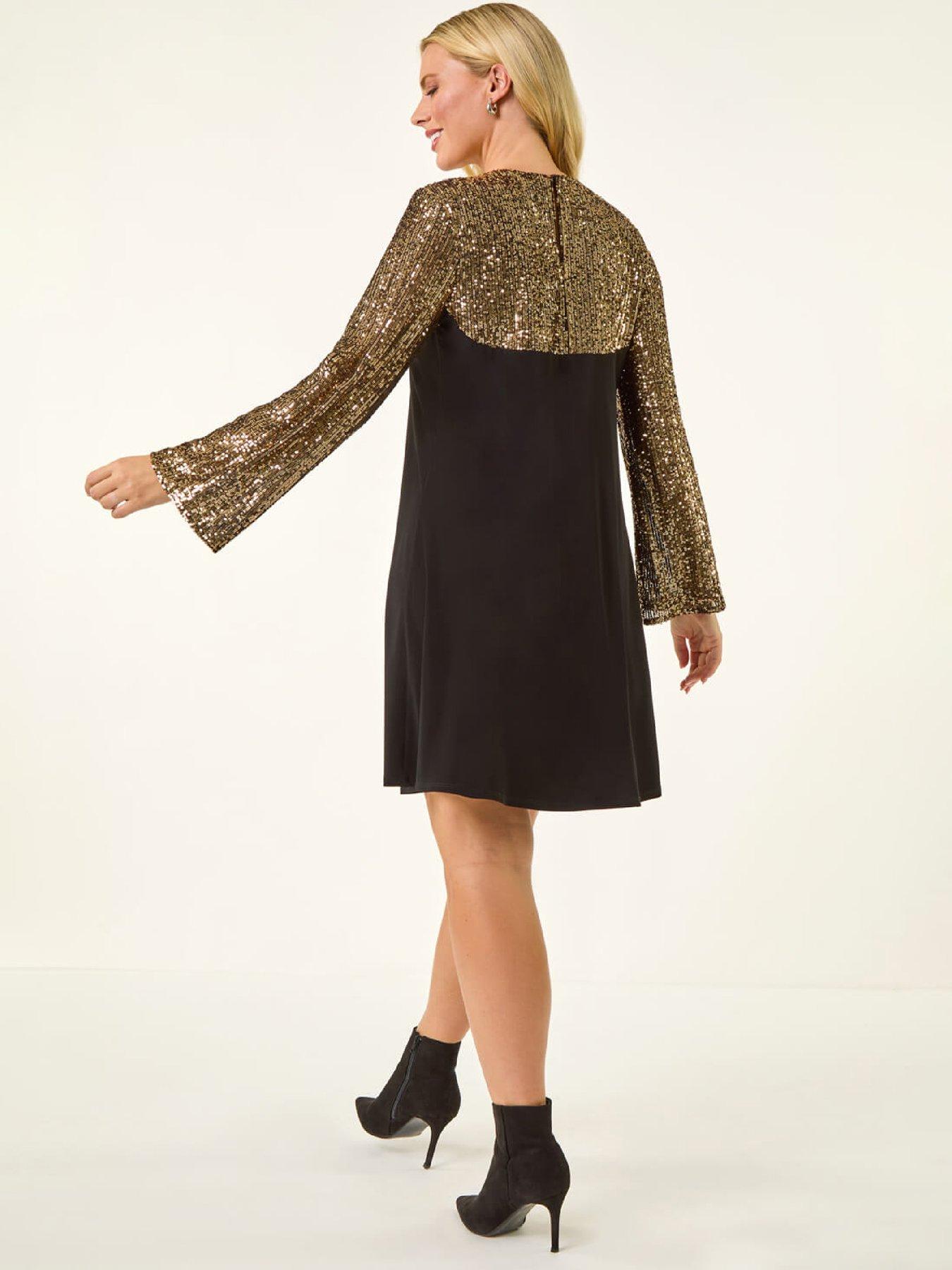 roman-petite-contrast-sequin-stretch-dress-bronzestillFront