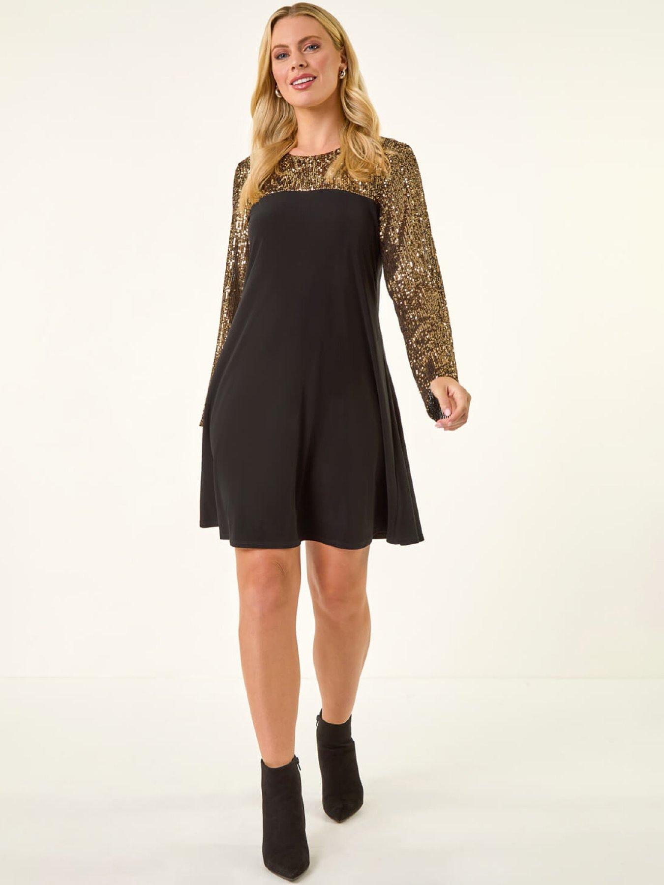 roman-petite-contrast-sequin-stretch-dress-bronzeback