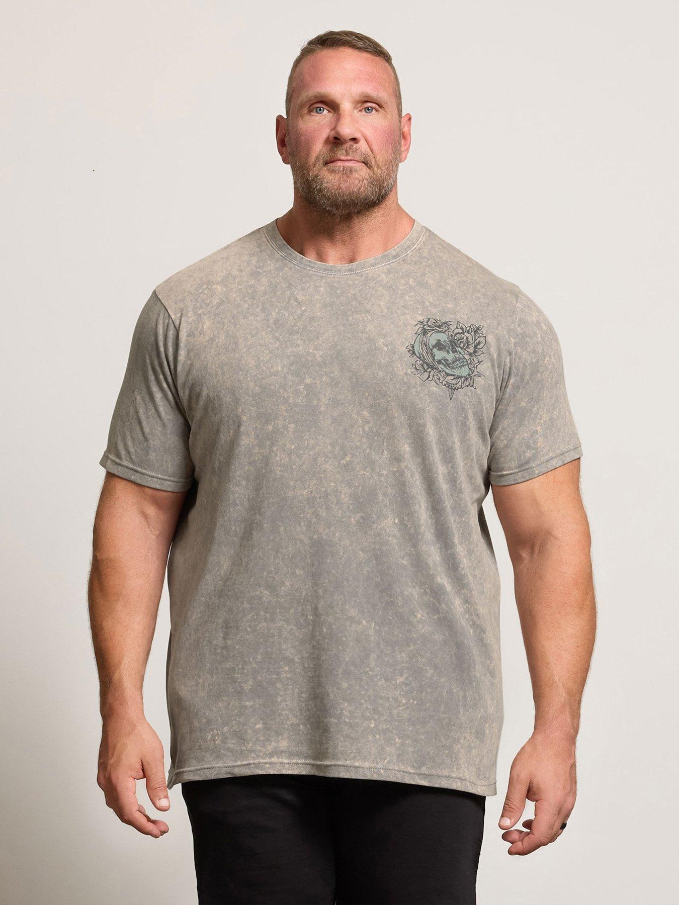 BadRhino Acid Wash Skull T-Shirt - Grey