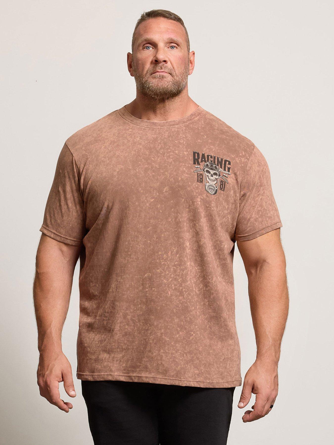 BadRhino Skull Racing Acid Wash T-Shirt - Brown