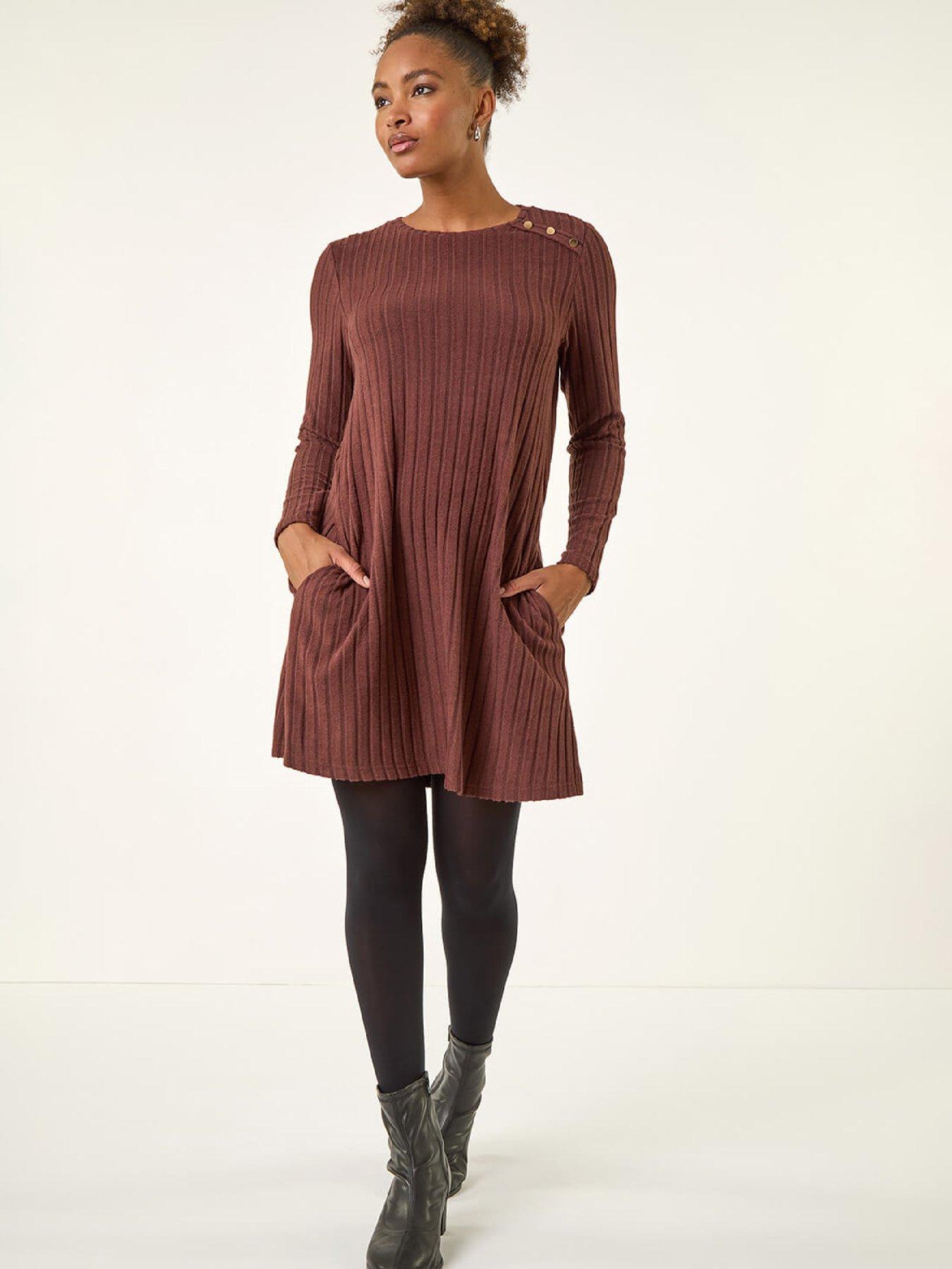 roman-textured-ribbed-swing-dress-chocolateback