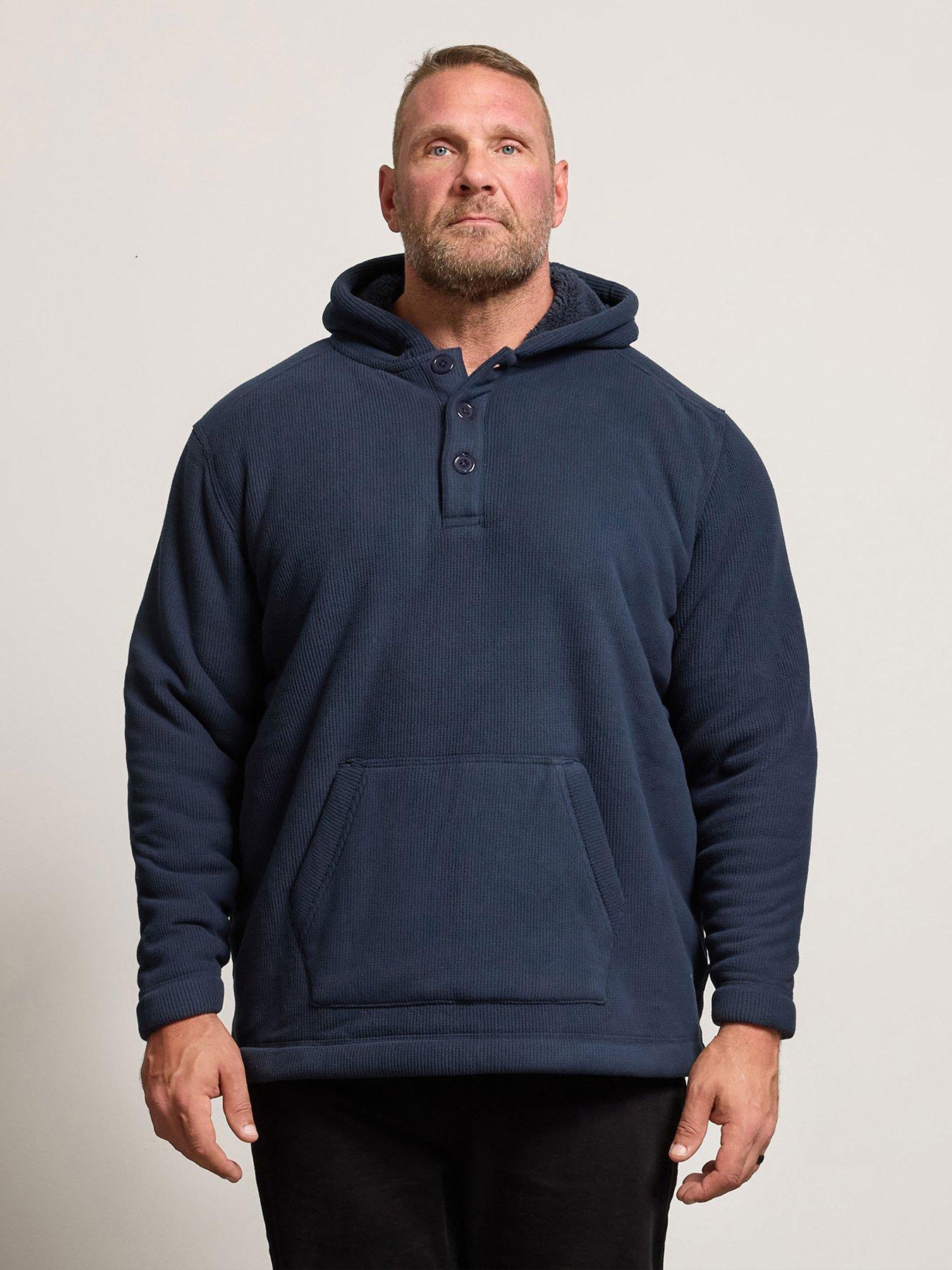 BadRhino Button Neck Borg Hoodie - Blue