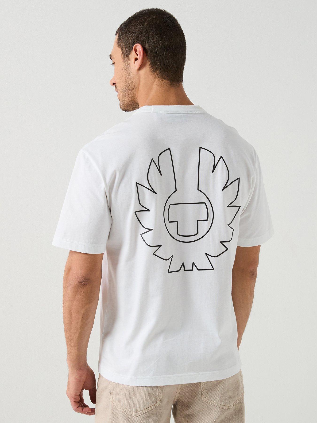 Image 1 of 5 of Belstaff Border Large Back Logo T-Shirt - White