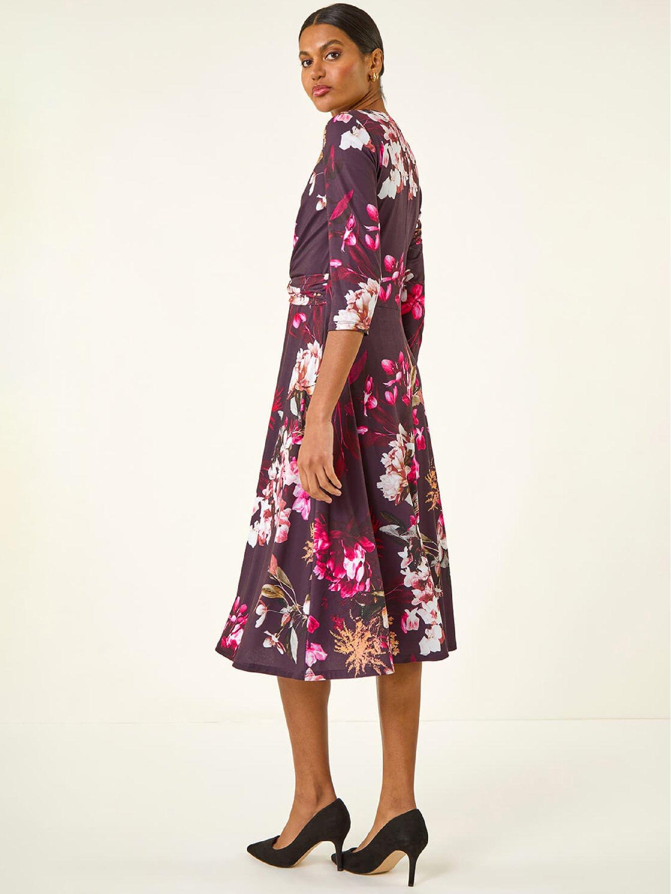 roman-floral-crossover-stretch-midi-dress-winestillFront