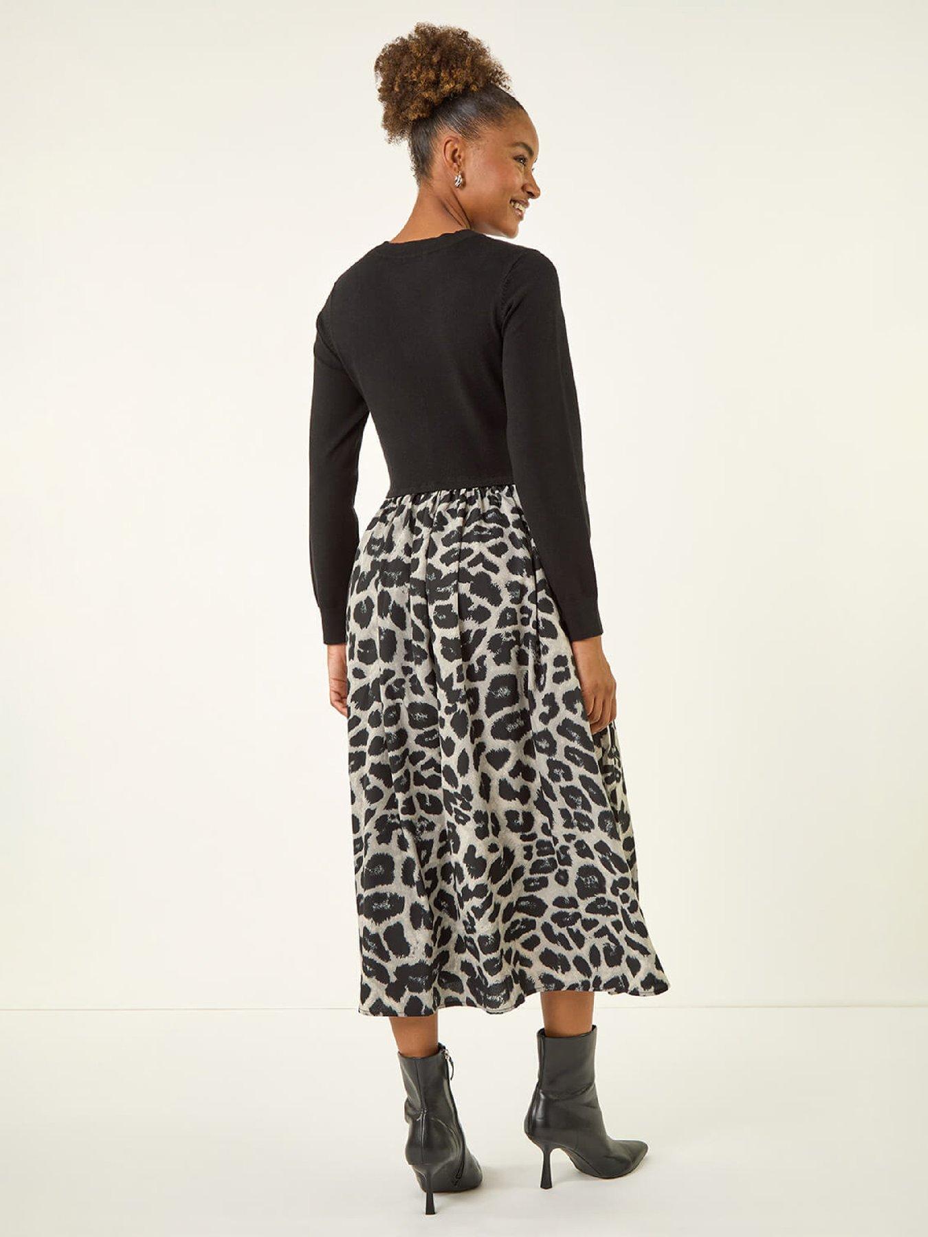 roman-animal-print-twist-front-midi-dress-greystillFront