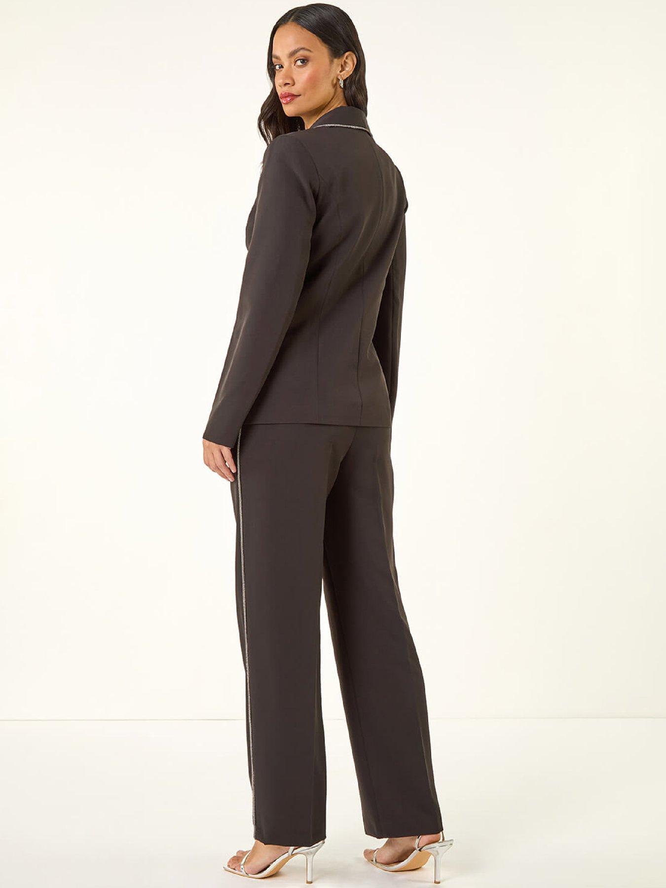 Image 2 of 5 of Roman Dusk Diamante Single Breasted Blazer - Black