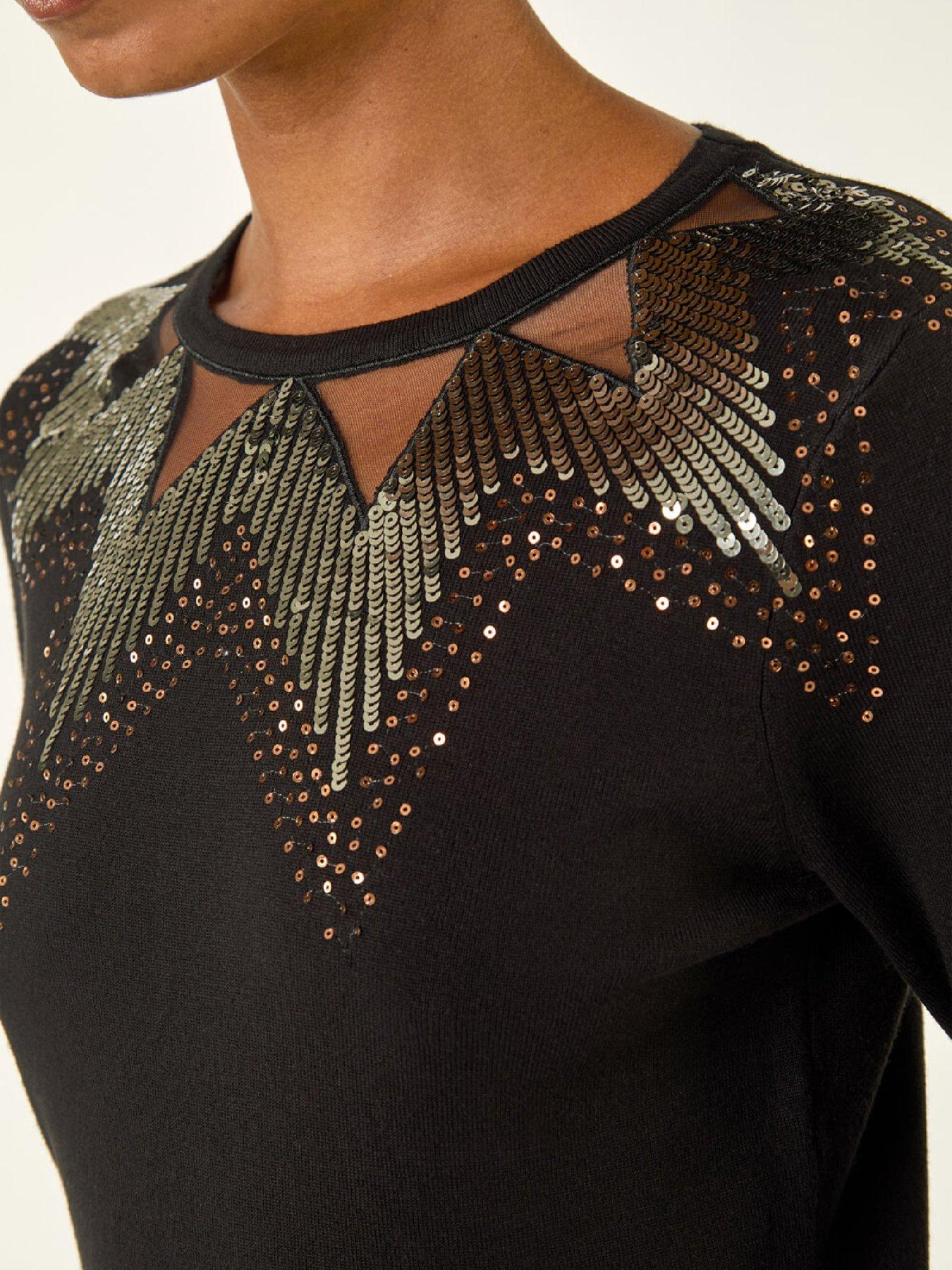 roman-sequin-mix-knit-top-blackdetail