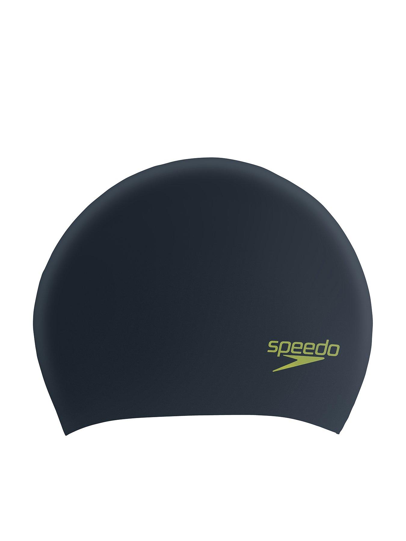 speedo-junior-long-hair-silicone-swimming-cap-blackfront