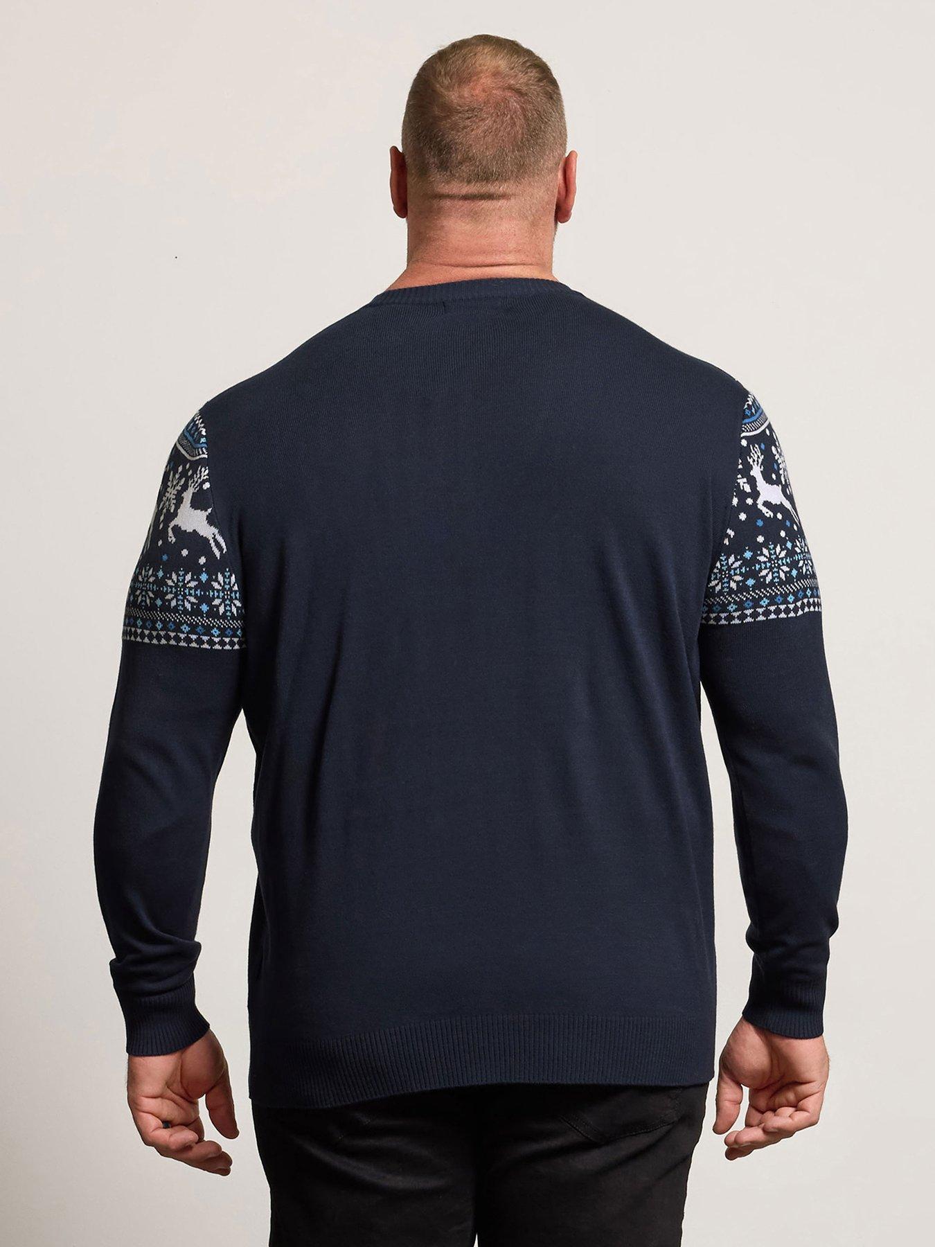 badrhino-crew-neck-fairisle-knitted-christmas-jumper-bluestillFront