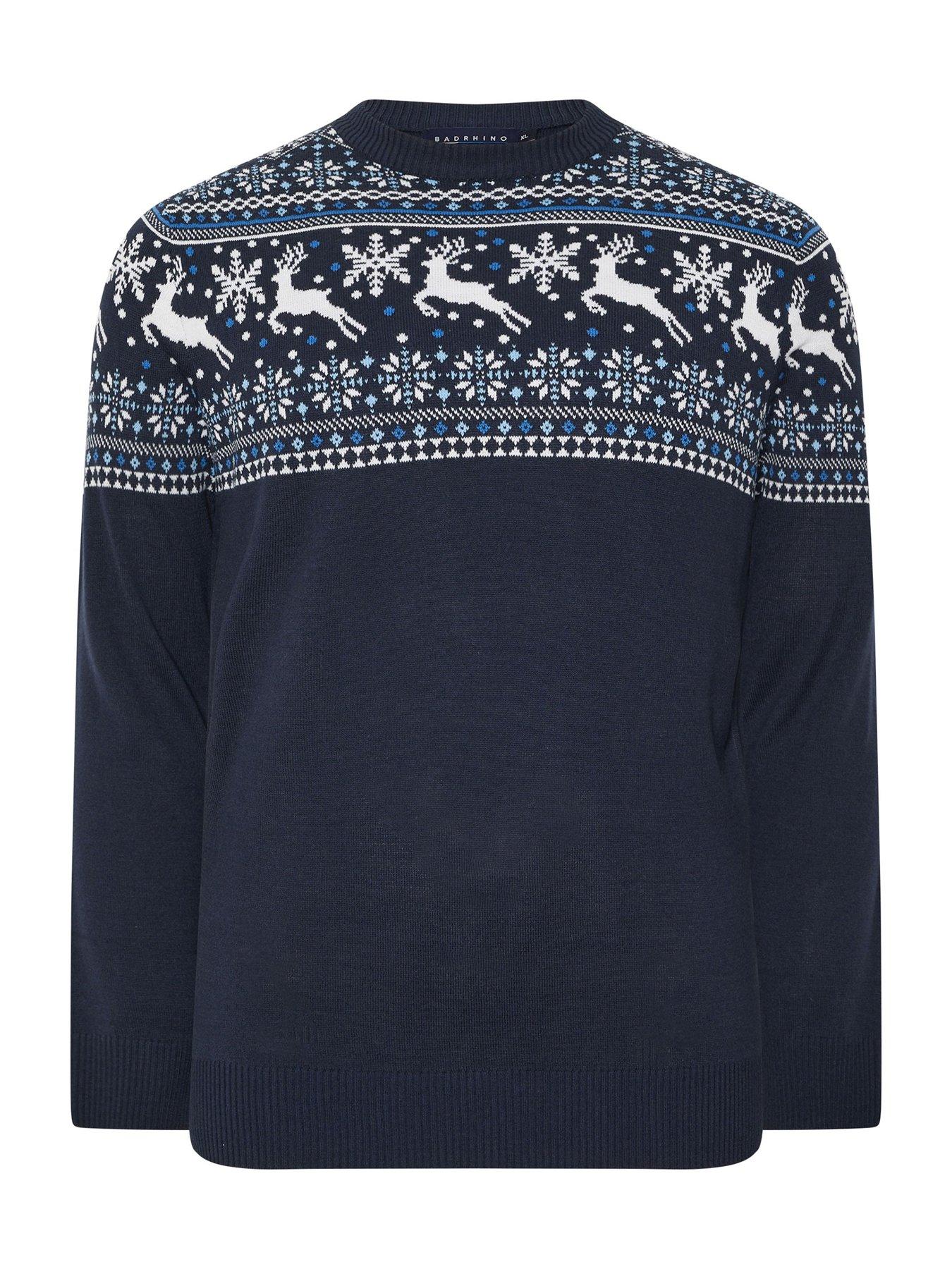 badrhino-crew-neck-fairisle-knitted-christmas-jumper-bluedetail