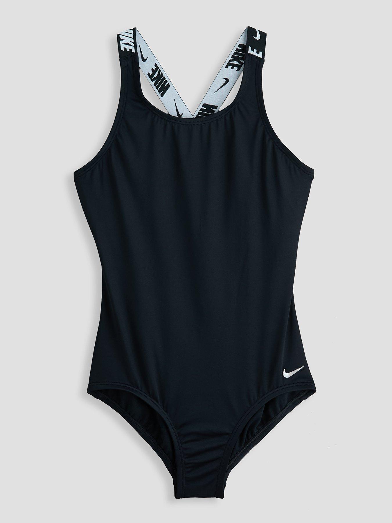 Nike Girls Swim Crossback One Piece Swimsuit - Black