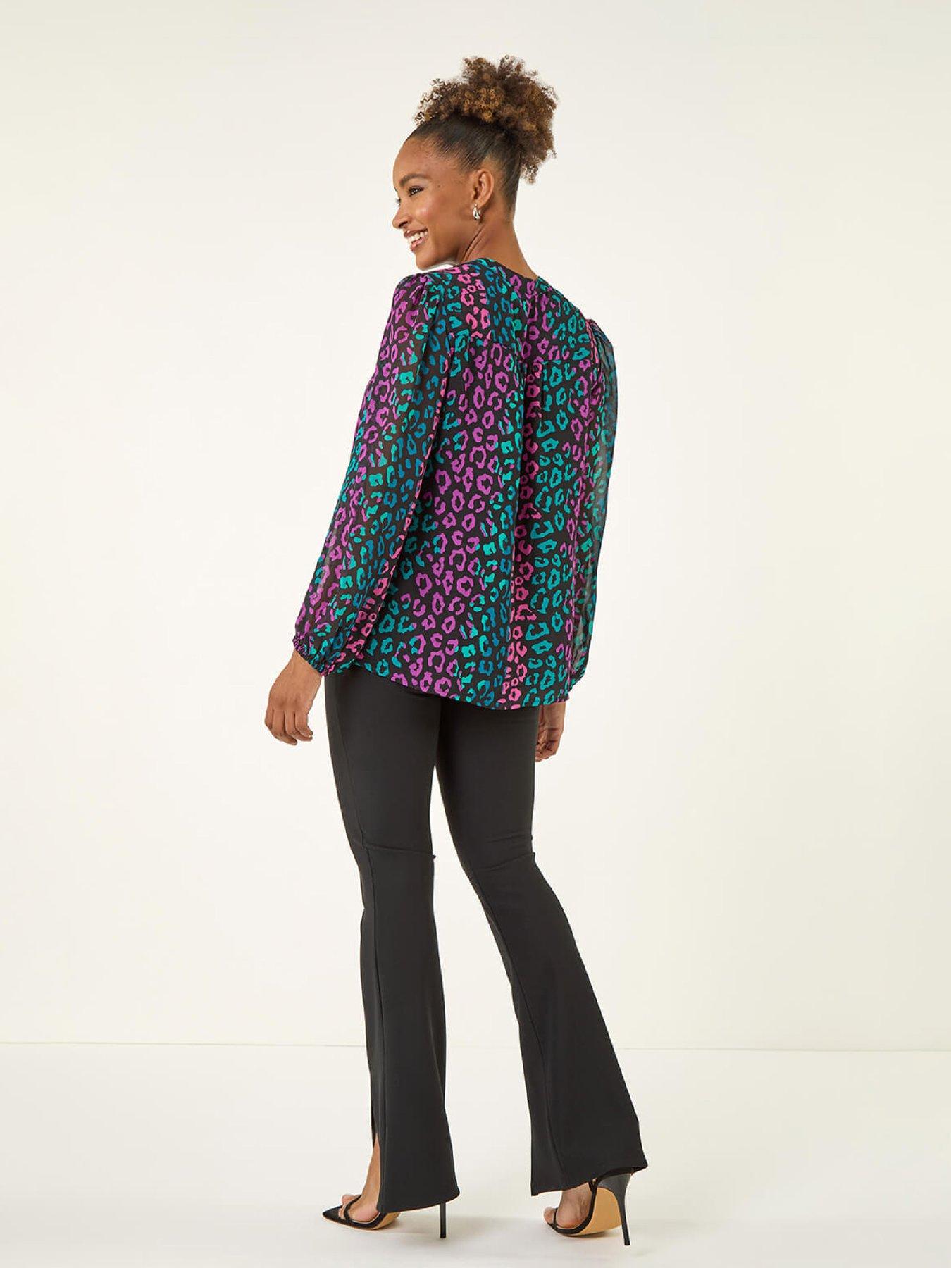 roman-animal-print-zip-front-top-tealstillFront
