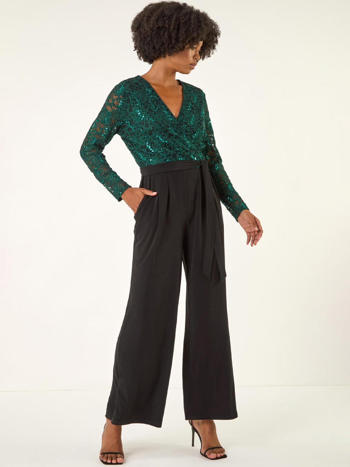 roman-sequin-lace-v-neck-stretch-jumpsuit-greenback