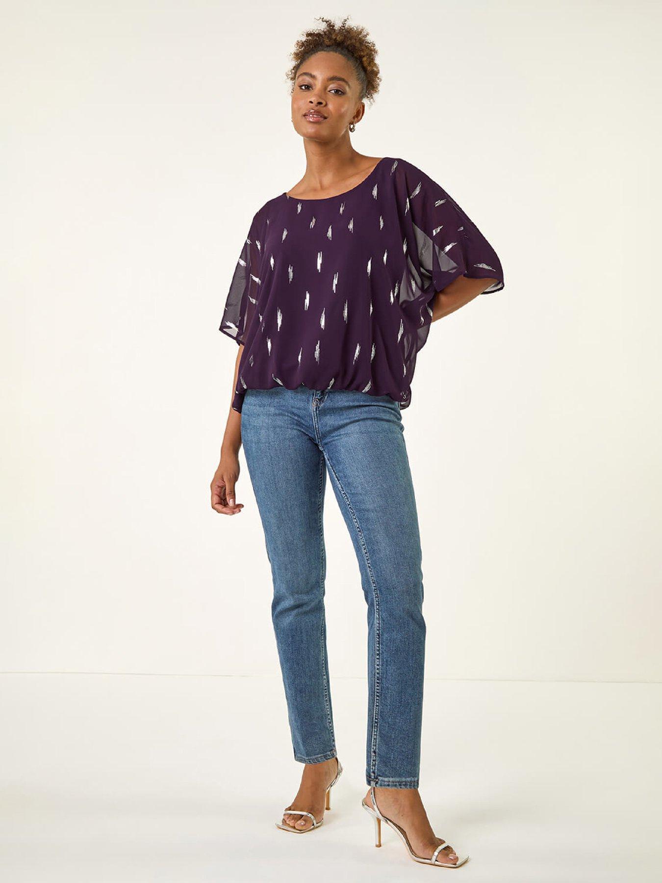 roman-foil-print-bubble-hem-top-purpleback