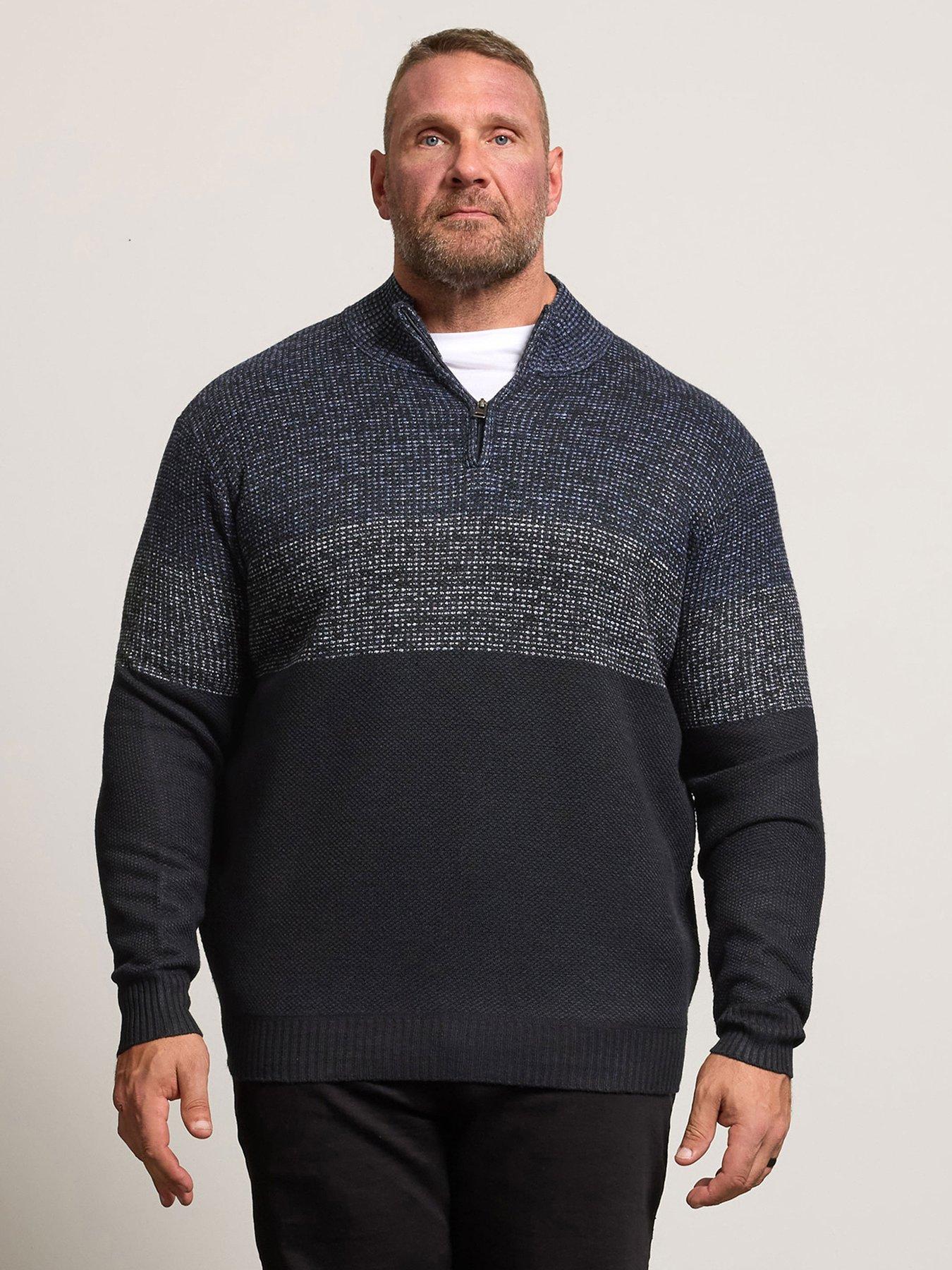 badrhino-colour-block-fleece-quarter-zip-sweat-bluefront