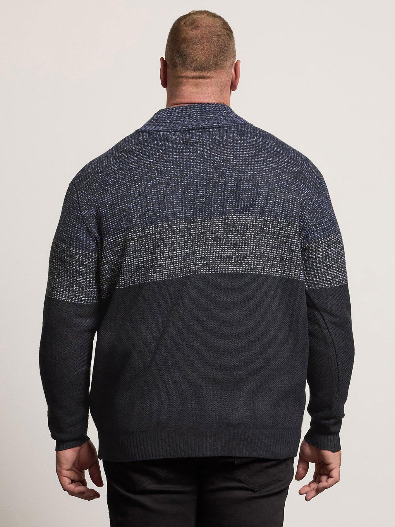 badrhino-colour-block-fleece-quarter-zip-sweat-bluestillFront