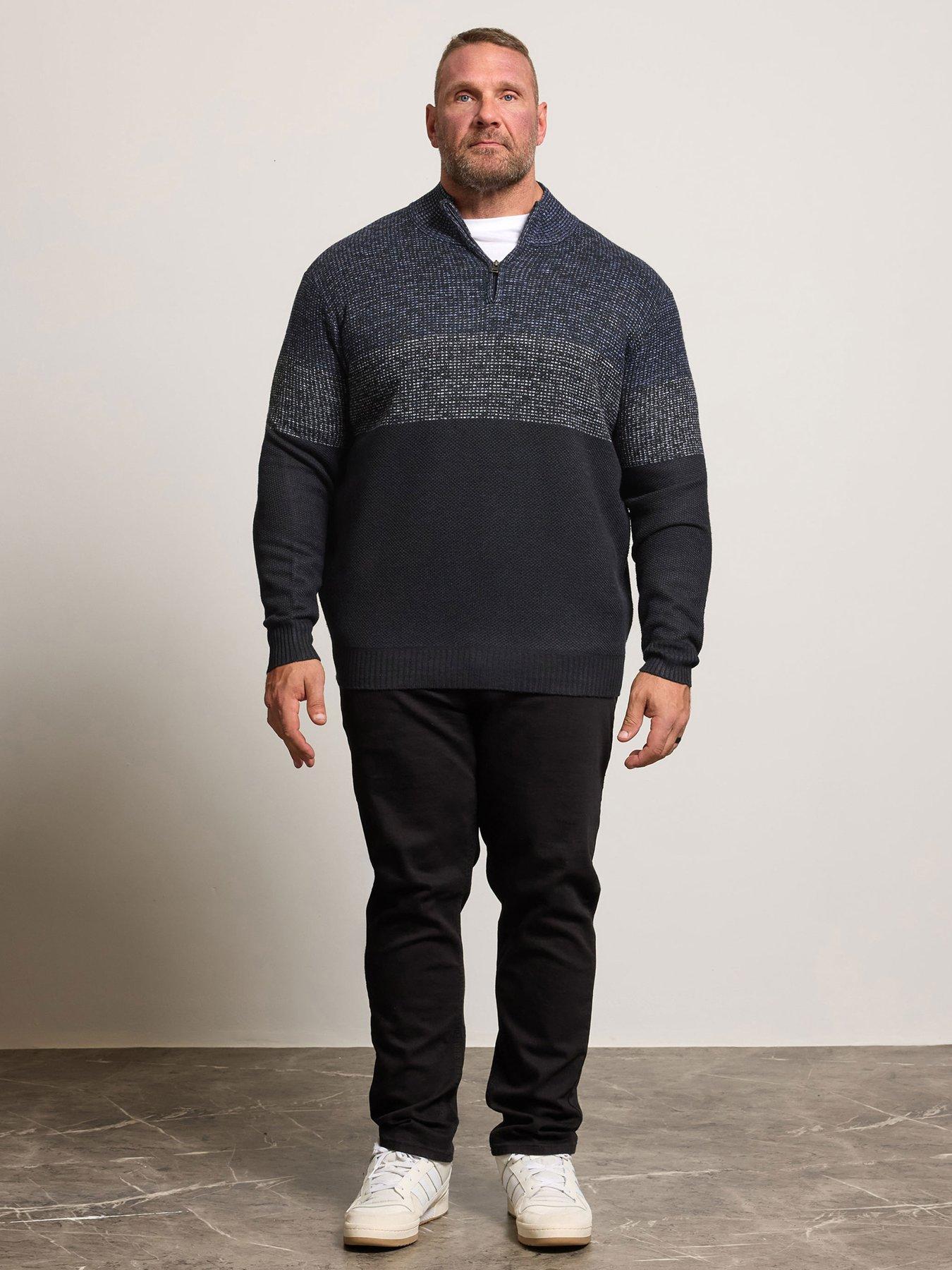 badrhino-colour-block-fleece-quarter-zip-sweat-blueback