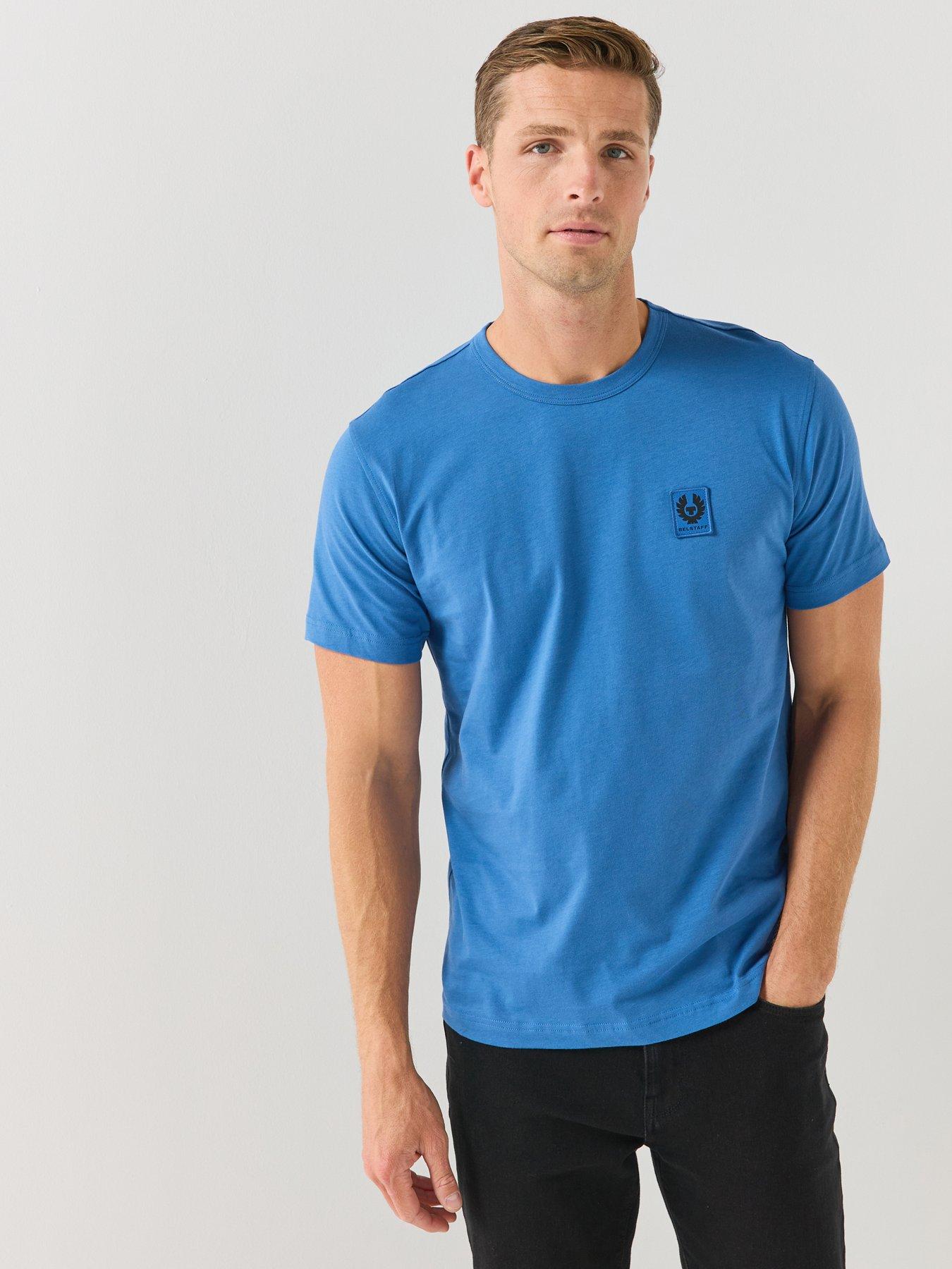Image 1 of 6 of Belstaff Left Chest Patch Logo Regular Fit T-Shirt - Light Blue