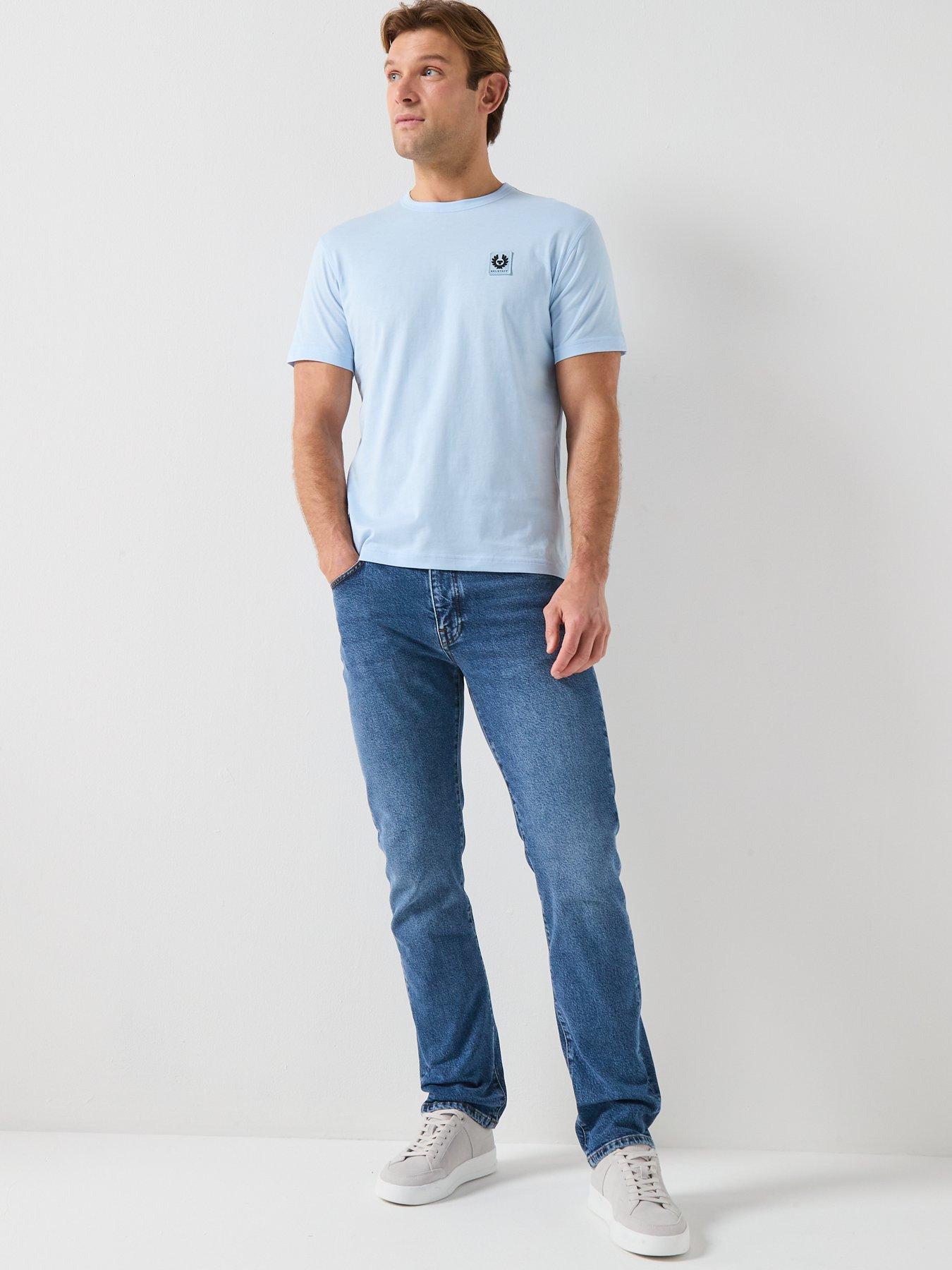 Image 3 of 6 of Belstaff Left Chest Patch Logo Regular Fit T-Shirt - Light Blue