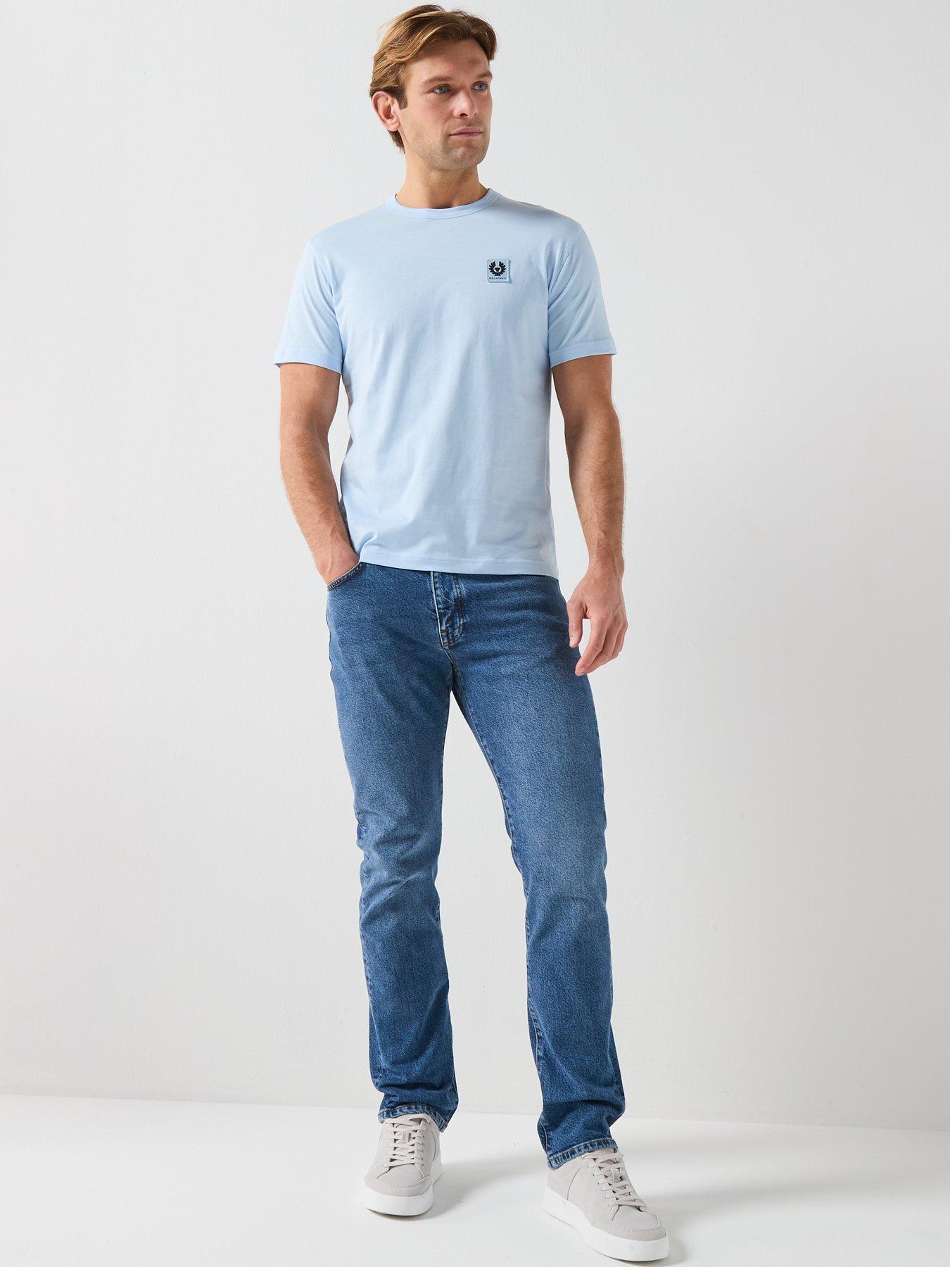 Image 5 of 6 of Belstaff Left Chest Patch Logo Regular Fit T-Shirt - Light Blue