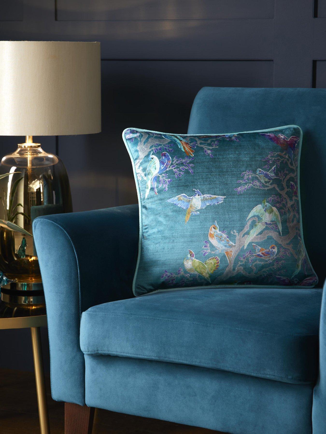 Laurence Llewelyn-Bowen Birdity Absurdity Filled Cushion- Blue