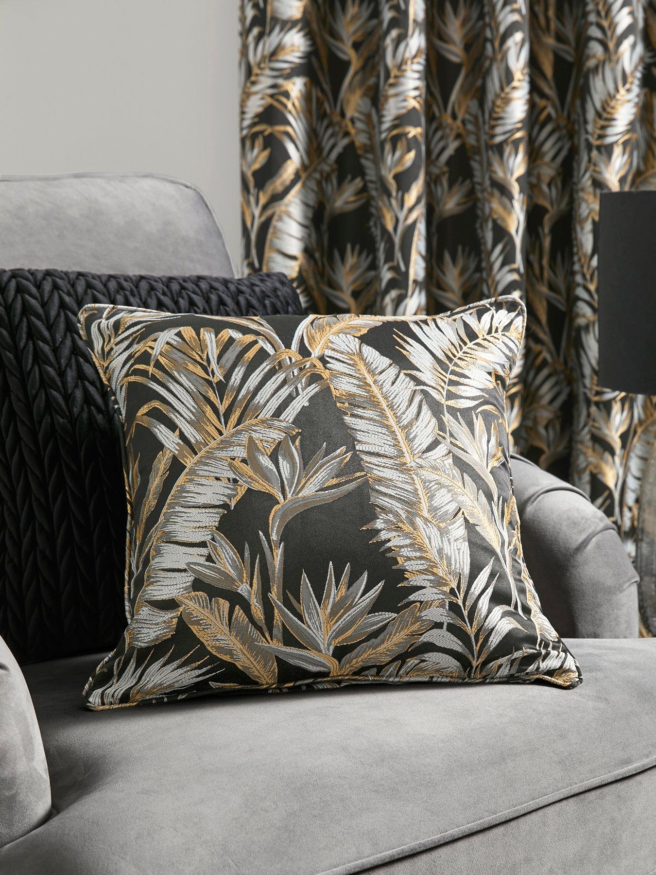Image 1 of 4 of Laurence Llewelyn-Bowen Paradise Palm Filled Cushion- Black