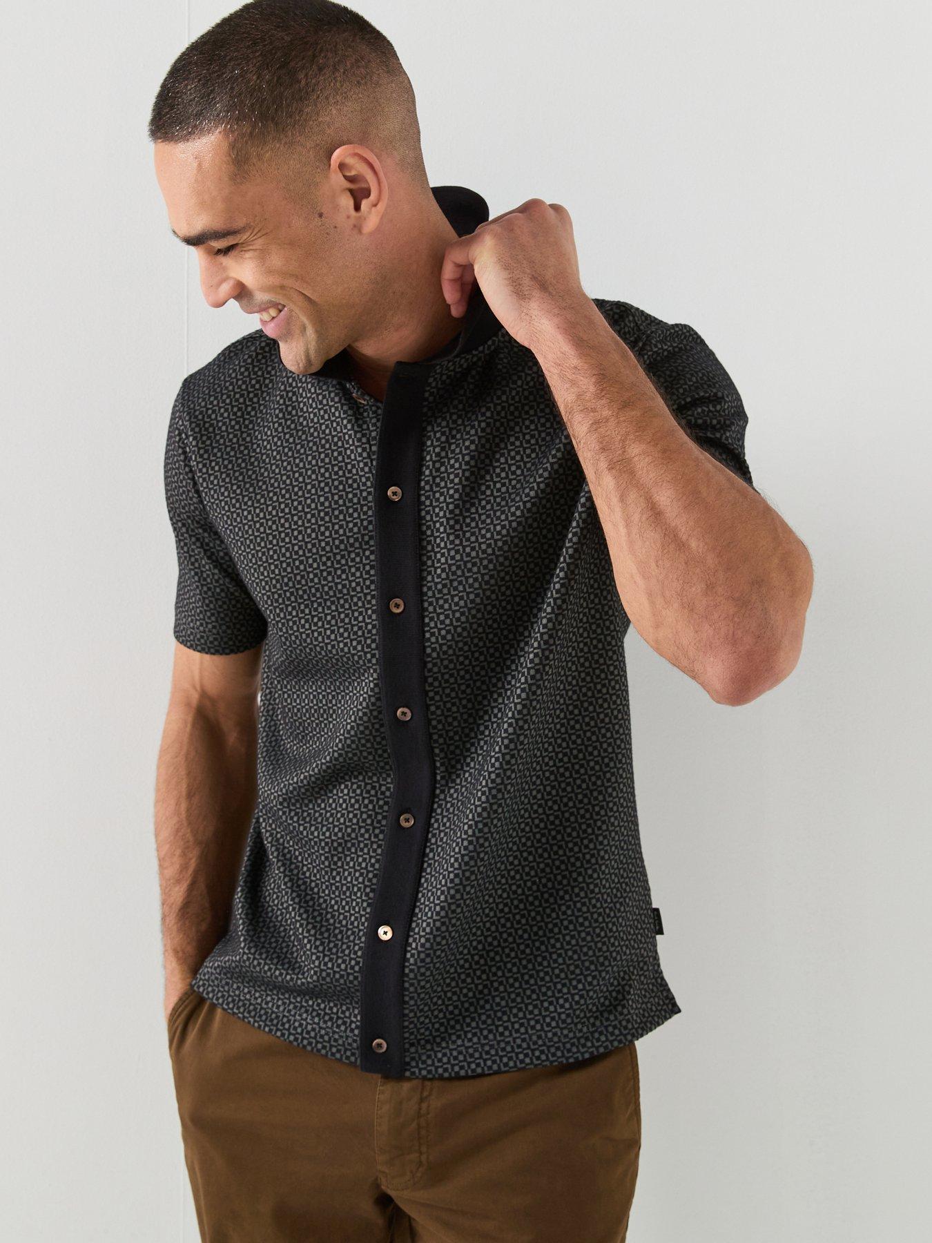 PS PAUL SMITH Regular Fit Button Front Polo Shirt - Black