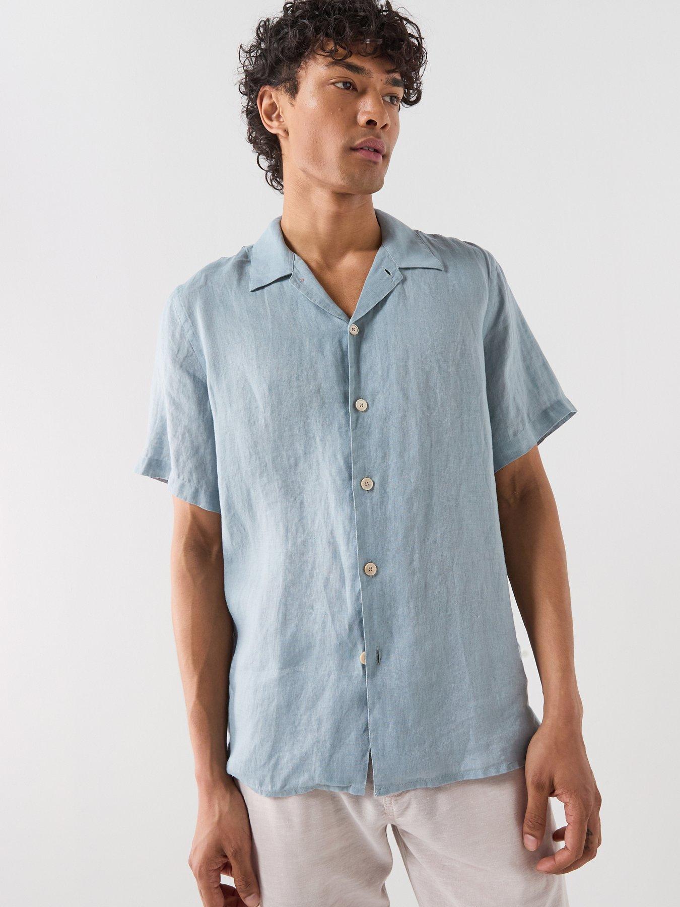 Image 1 of 6 of PS PAUL SMITH Casual Fit Short Sleeve Shirt - Light Blue