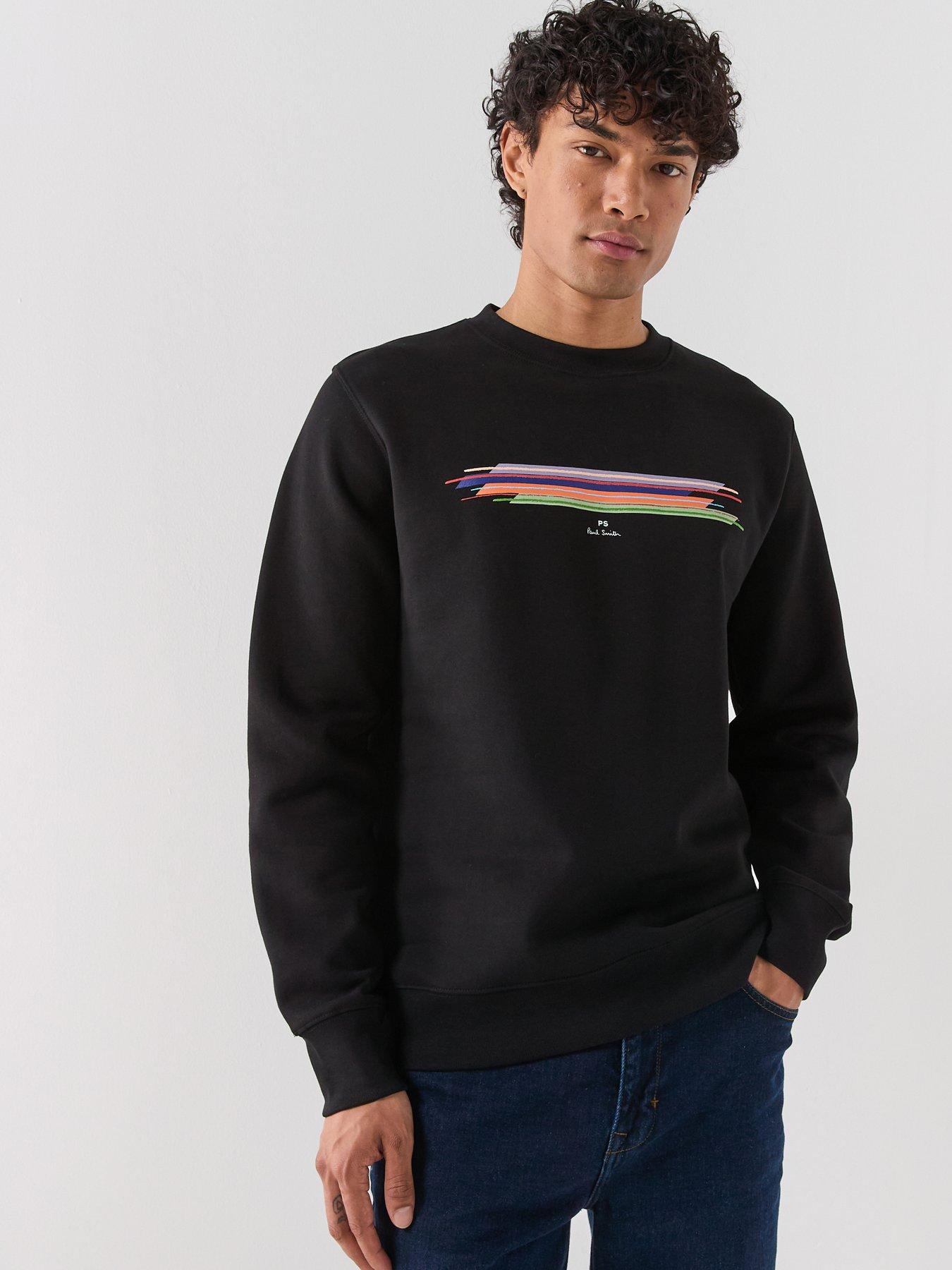 PS PAUL SMITH Regular Fit Stripe Graphic Crew Neck Sweatshirt  - Black