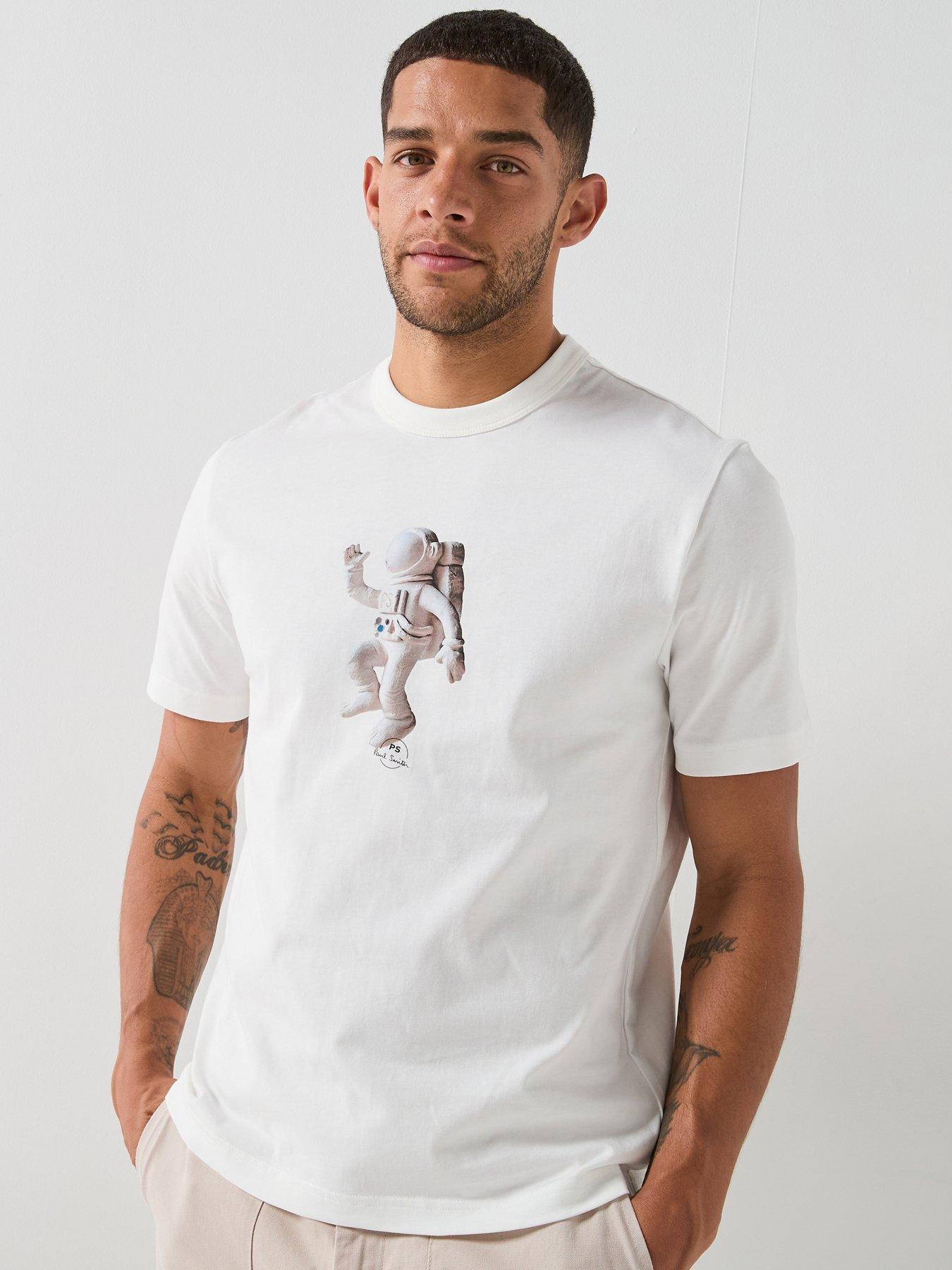 Image 1 of 4 of PS PAUL SMITH Regular Fit Astronaut Graphic T-Shirt - White