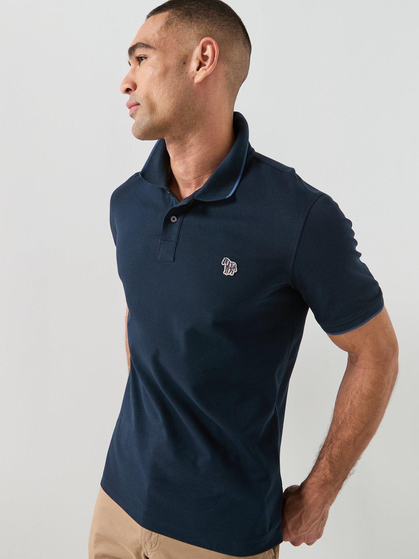 PS PAUL SMITH Regular Fit Zebra Tipped Short Sleeve Polo Shirt - Navy