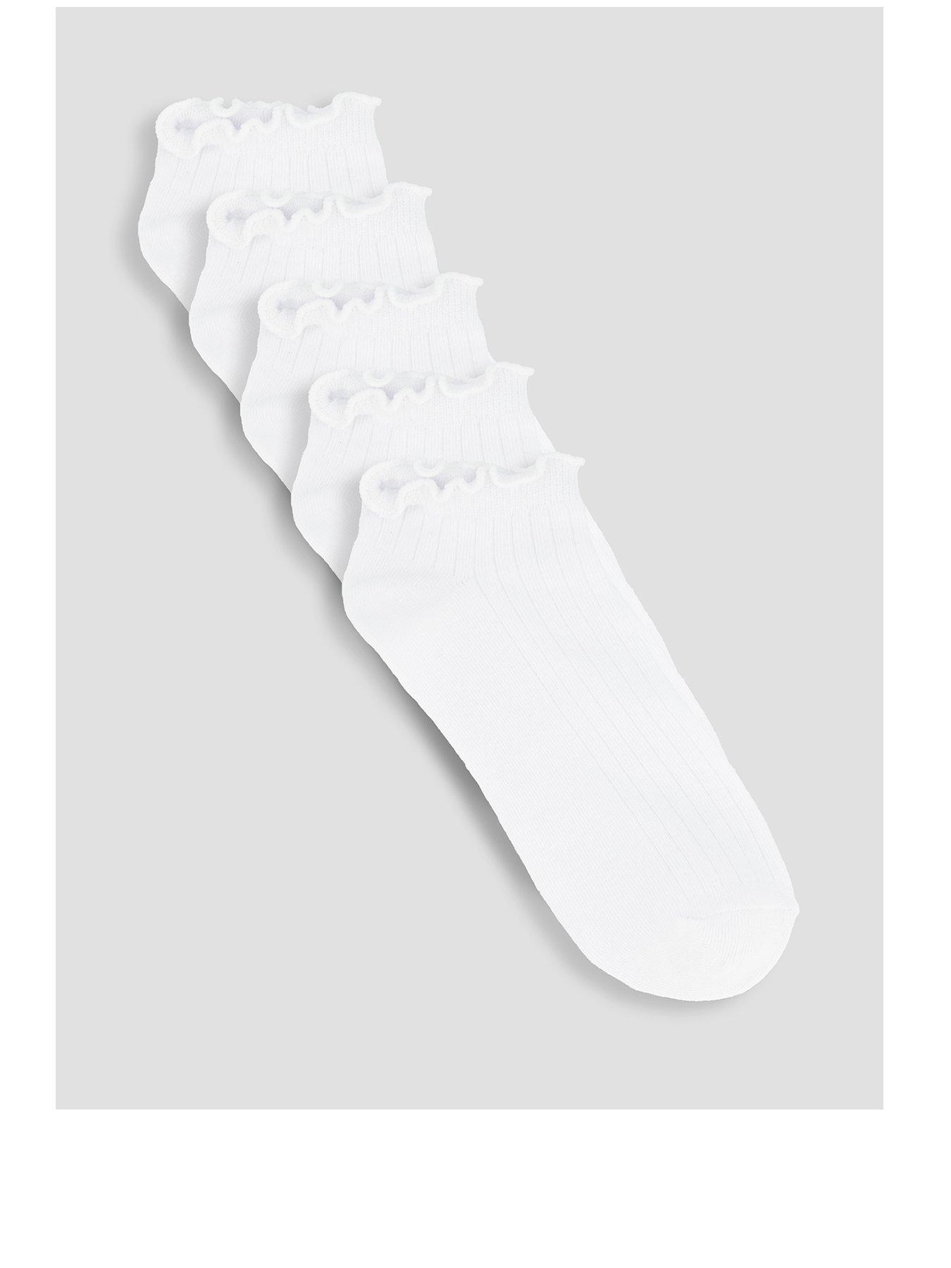 The Very Collection 5 Pack Frill Edge Trainer Liner Socks - White