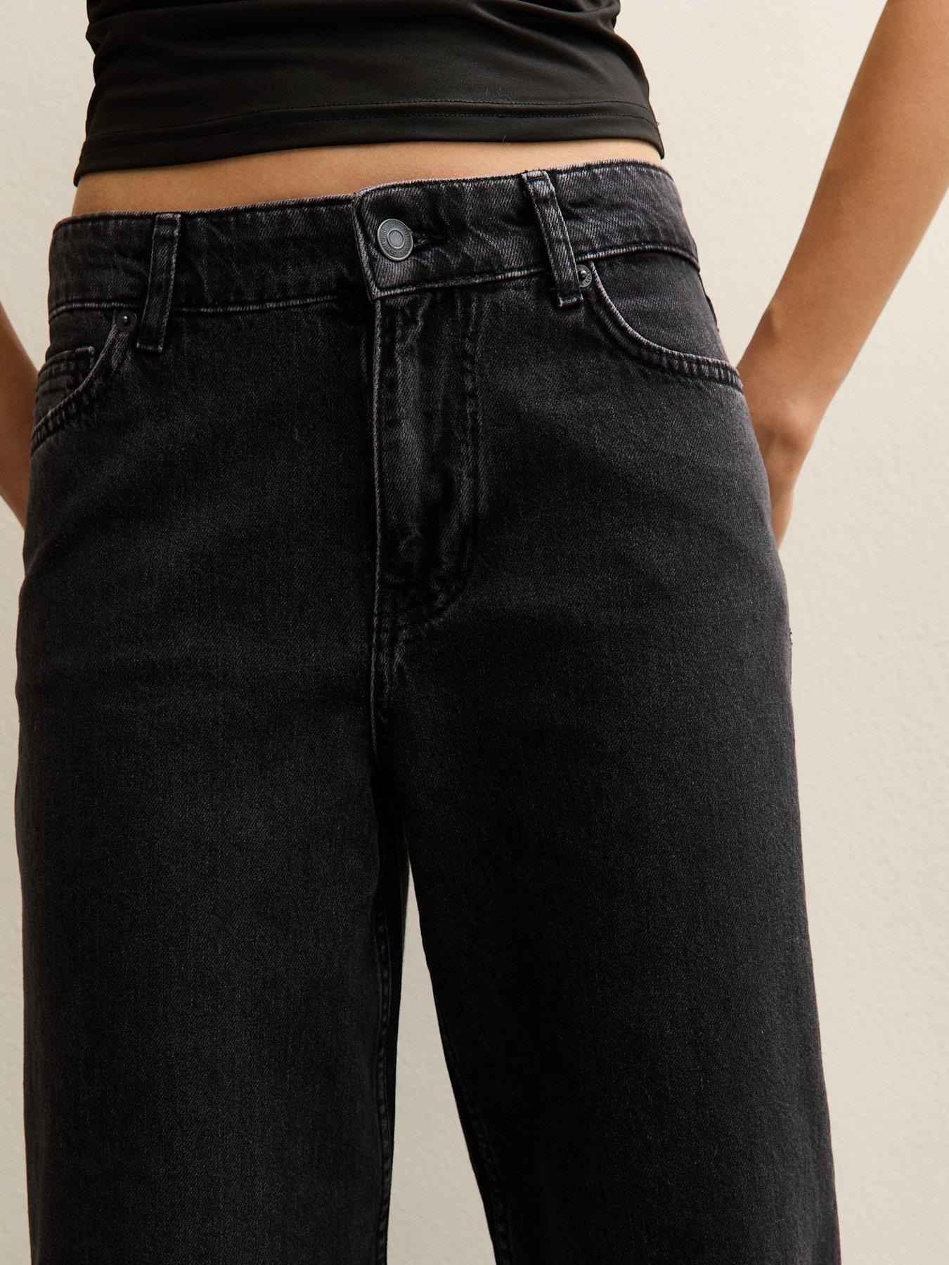 Image 4 of 5 of New Look Black Low Rise Wide Leg Jeans