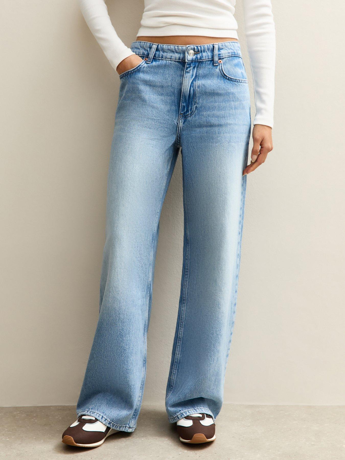 New Look Mid Blue Low Rise Wide Leg Jeans