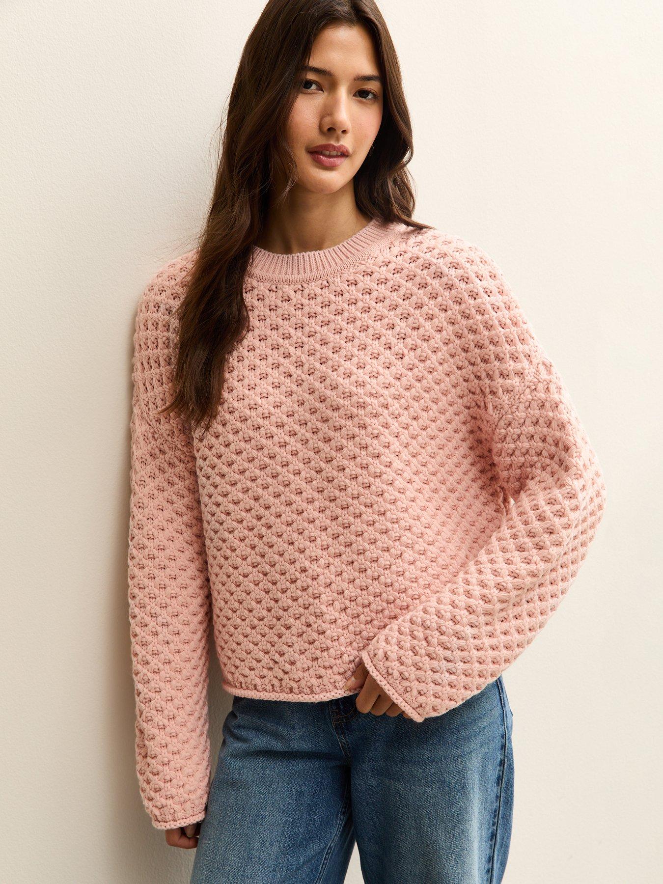 new-look-light-pink-stitch-knit-jumperfront