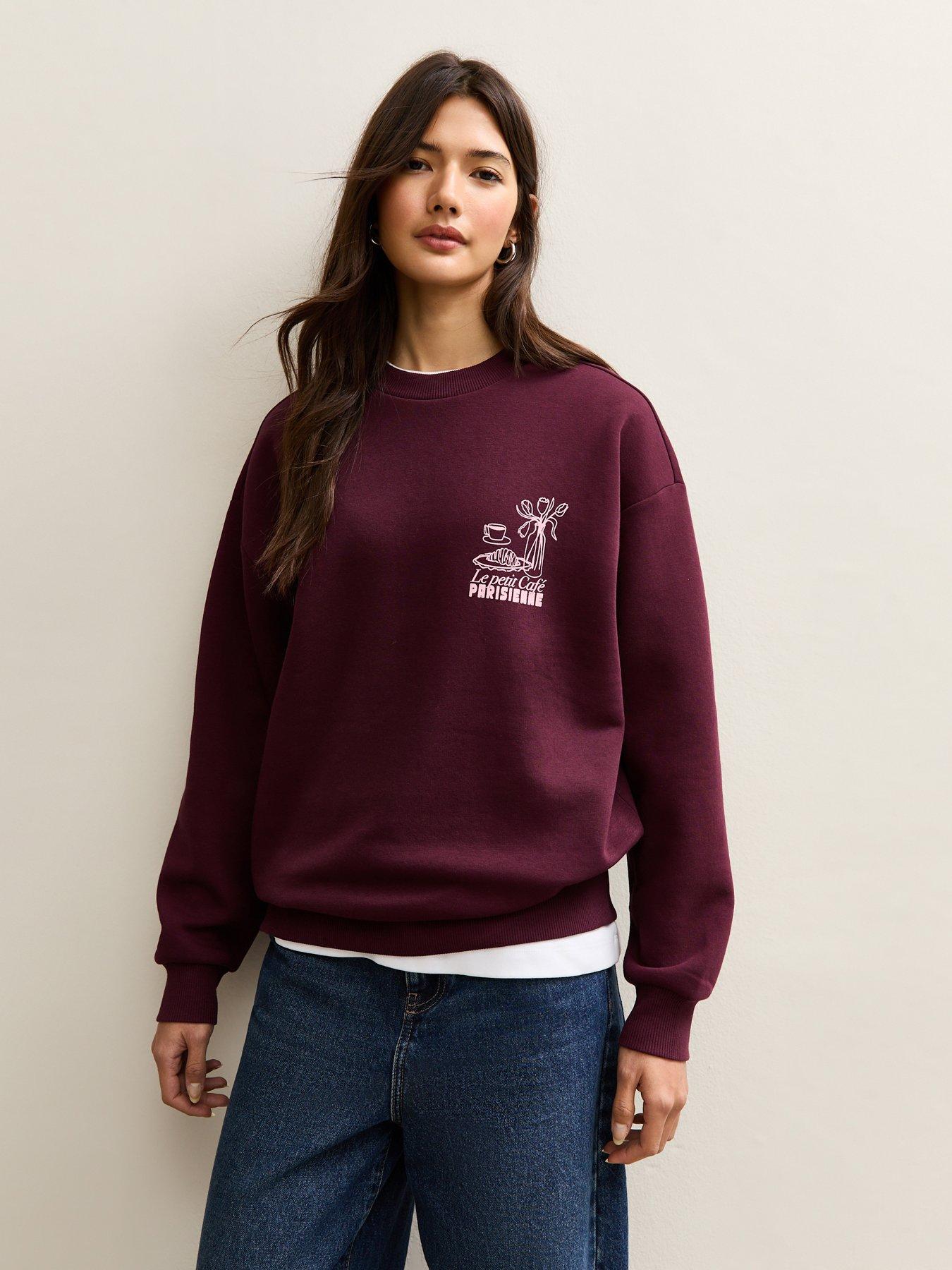 new-look-dark-burgundy-le-petit-cafe-logo-print-sweatshirtfront
