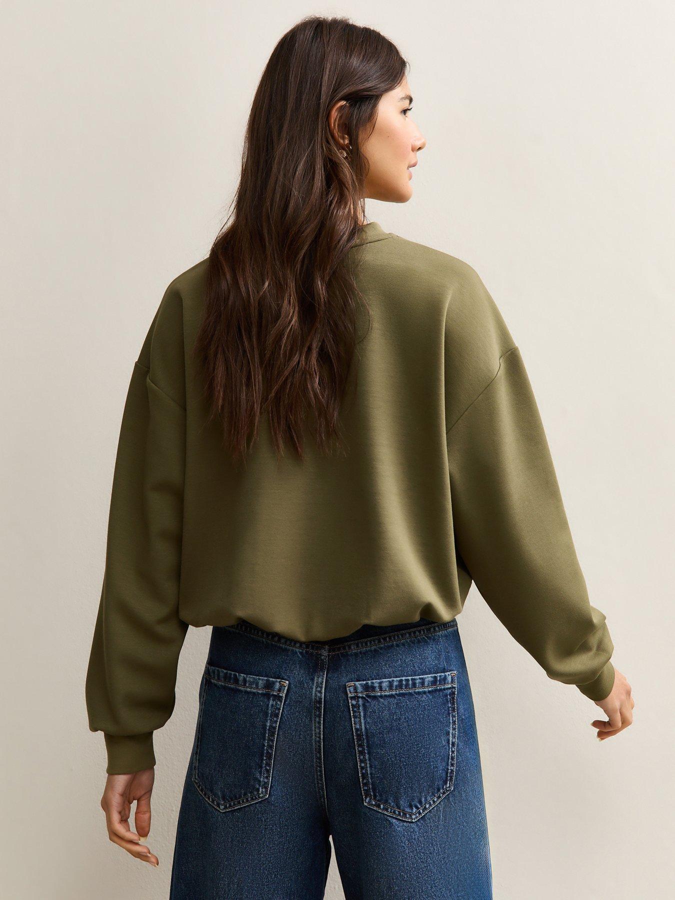 new-look-dark-khaki-bubble-hem-sweatshirtstillFront