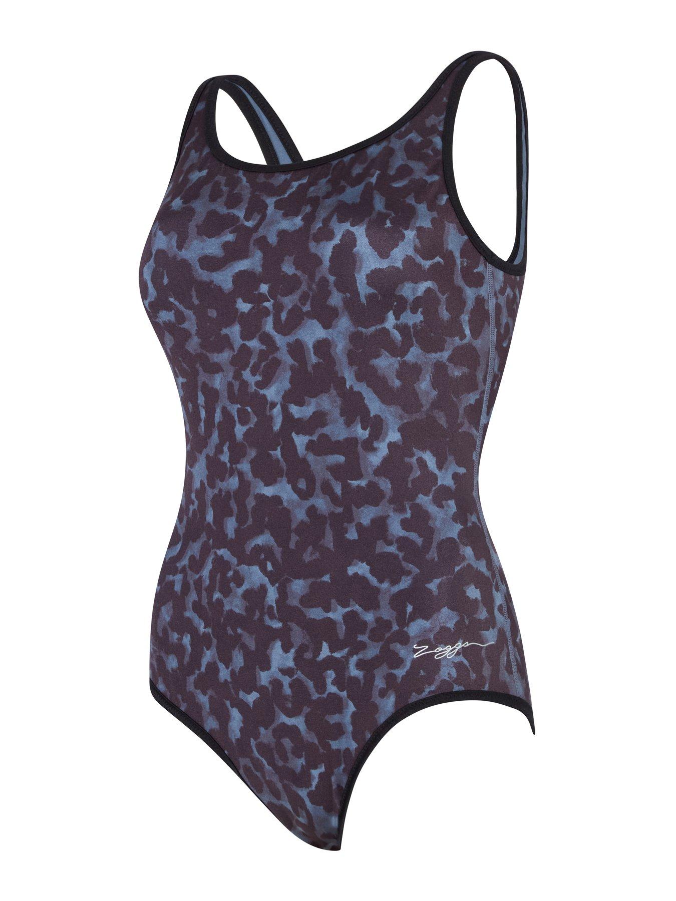 Image 1 of 4 of Zoggs Womens Swim Reversible Binding Scoopbackswimsuit - Grey
