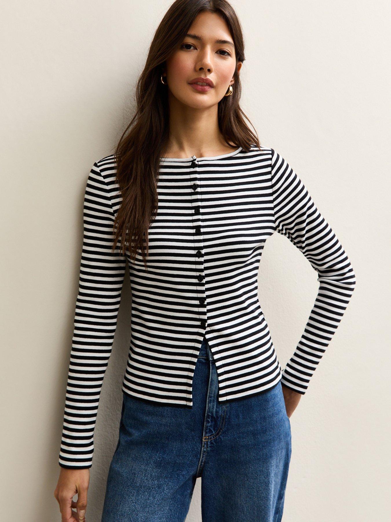 new-look-black-striped-button-up-long-sleeve-top