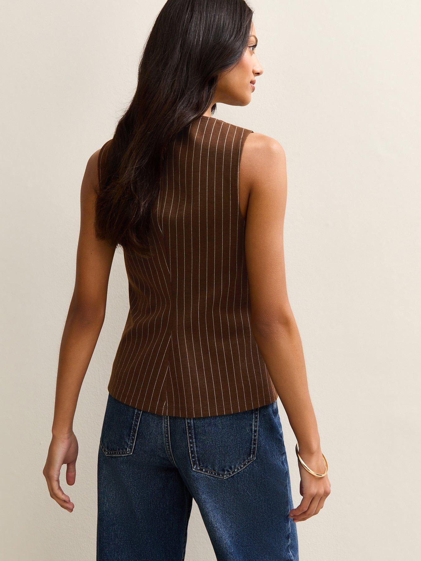 new-look-brown-soft-touch-pinstriped-waistcoatstillFront