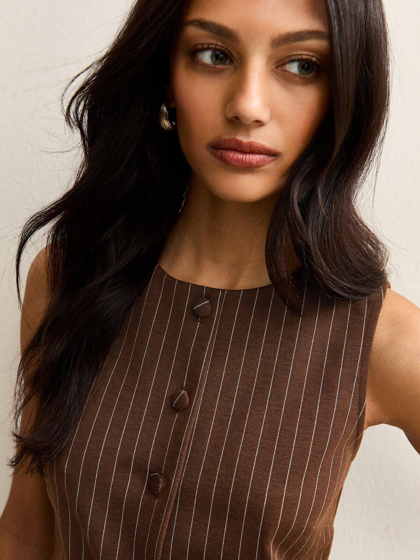 new-look-brown-soft-touch-pinstriped-waistcoatoutfit
